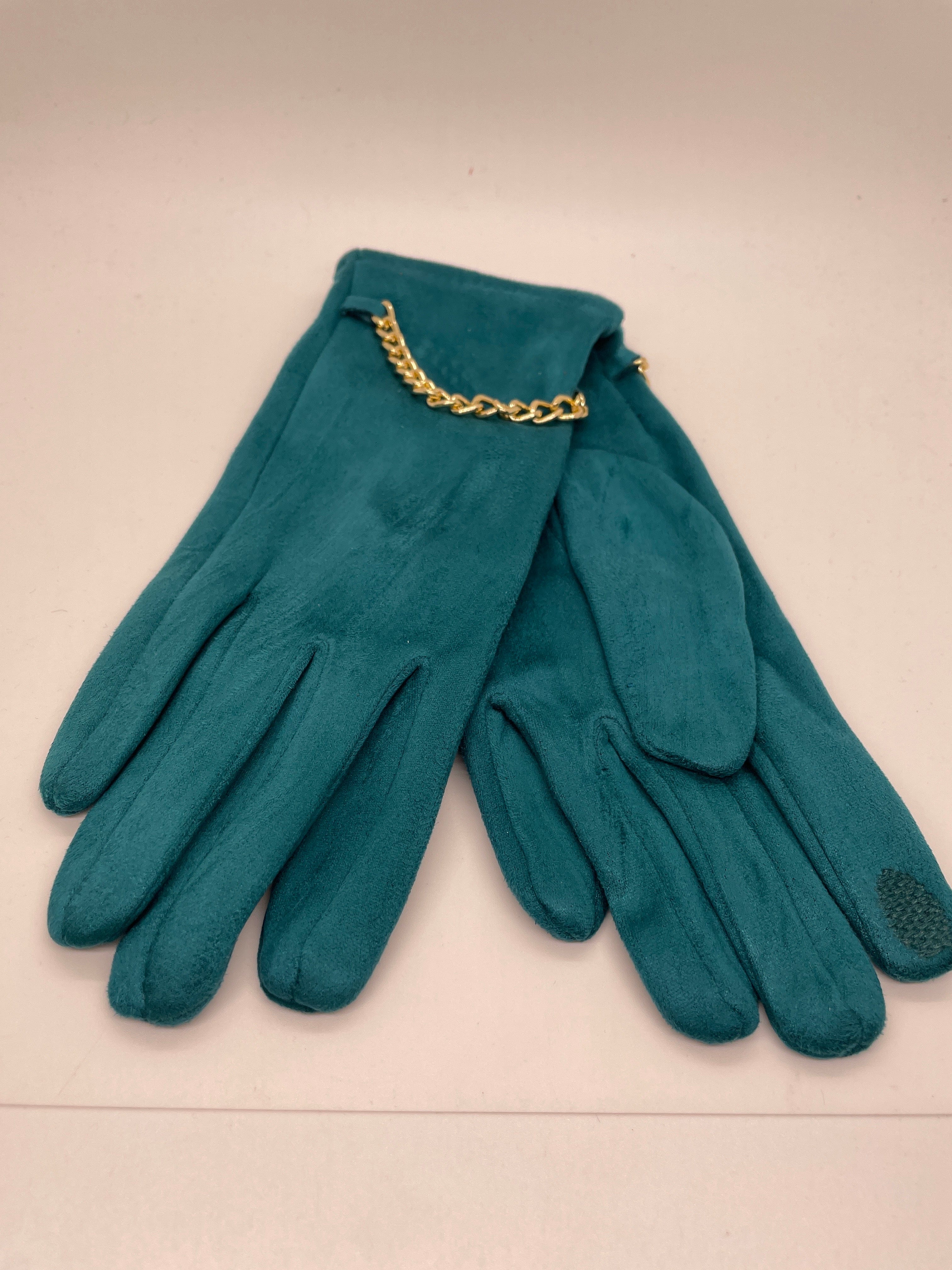 Teal with Gold Chain Glove