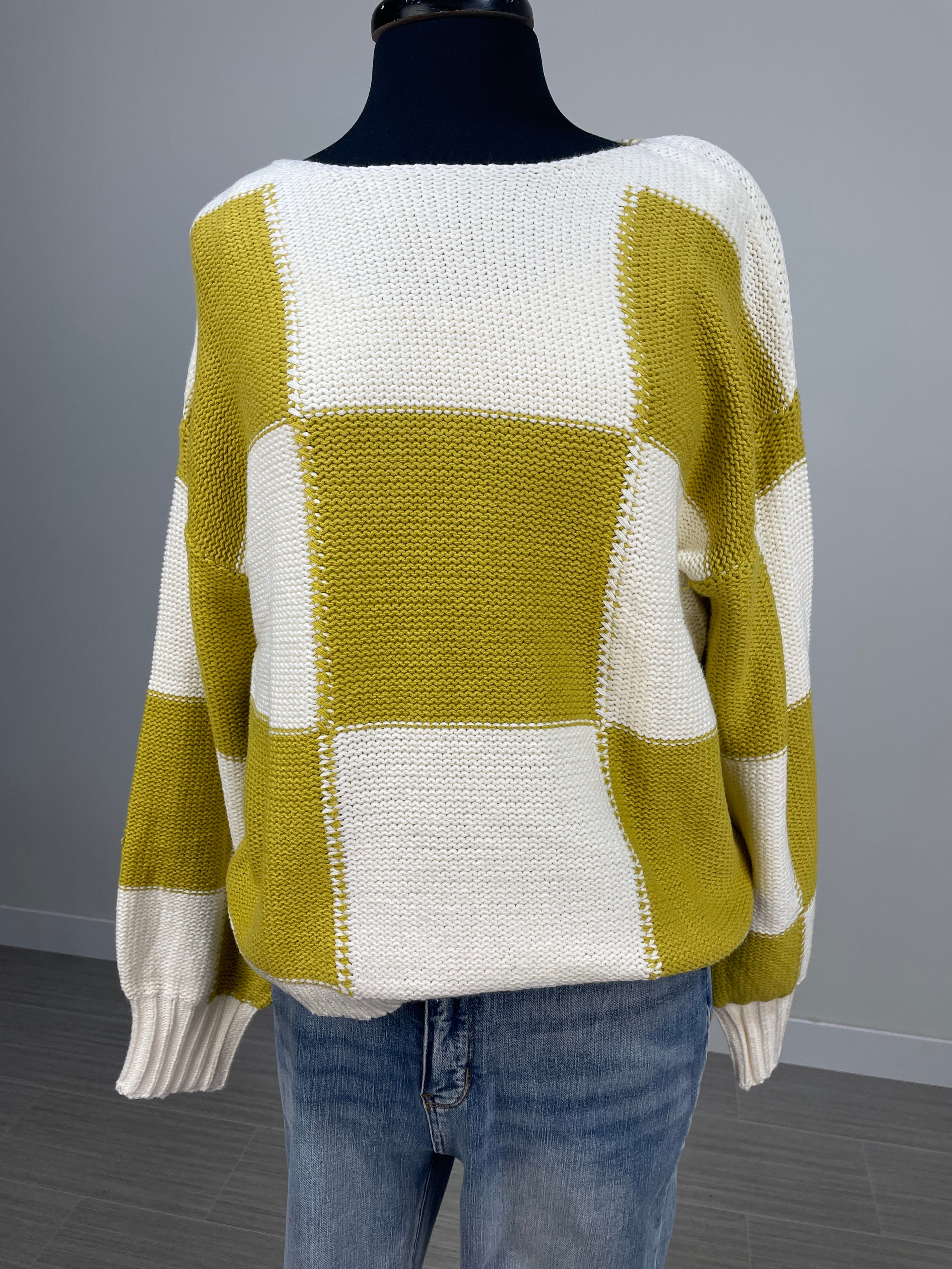 Green Tea Checker Sweater