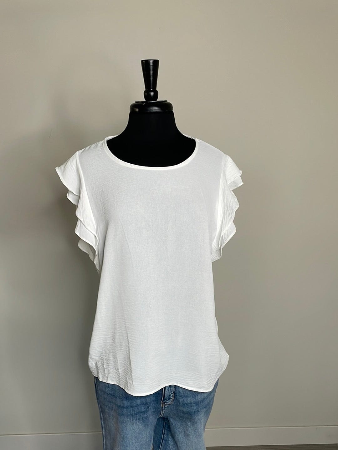 Ivory Two Layer Ruffle Sleeve Blouse