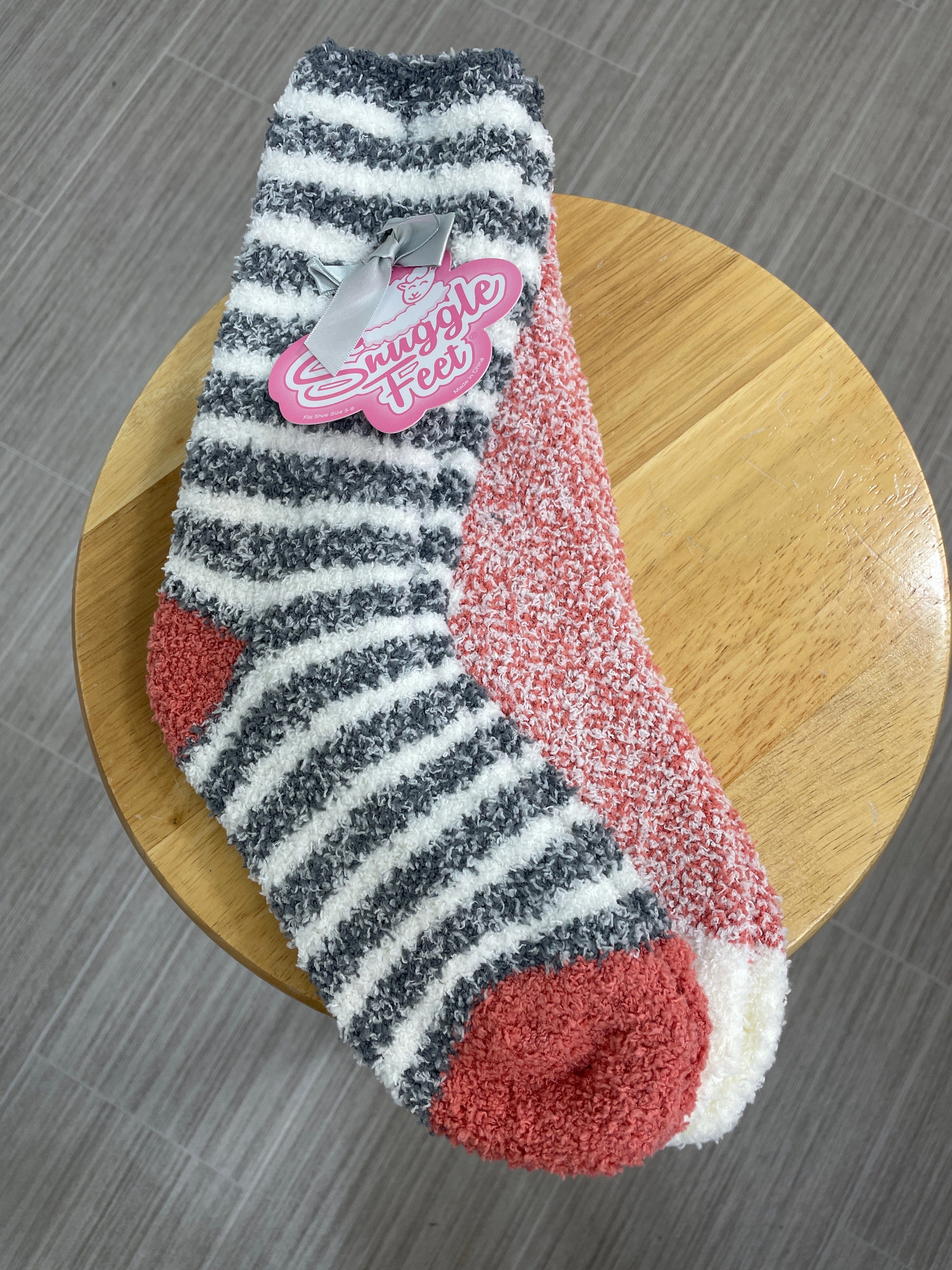 Coral & Grey Mix 2pk Snuggle Feet
