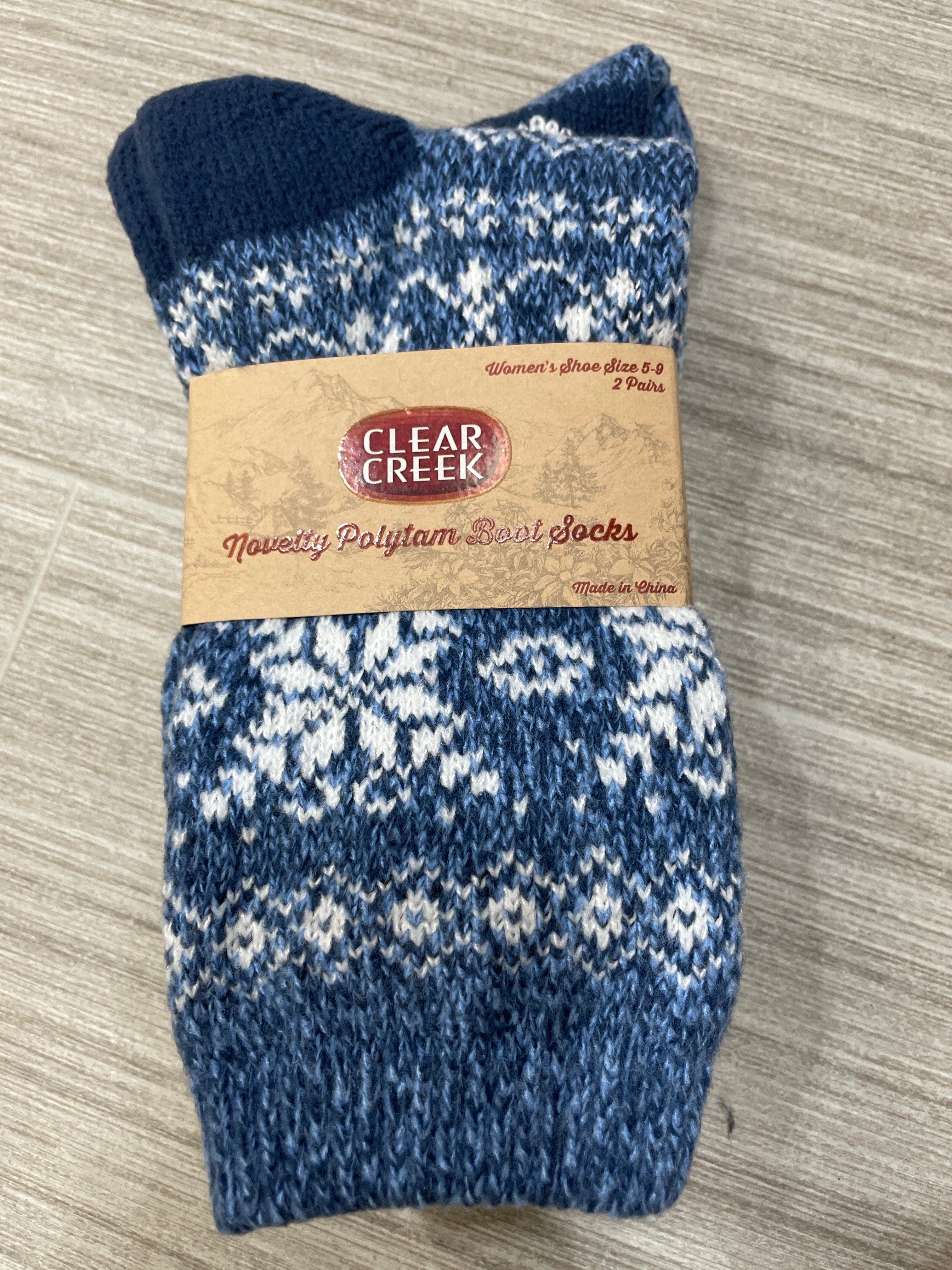 CC Women's Fair Isle Blue 2pk Socks