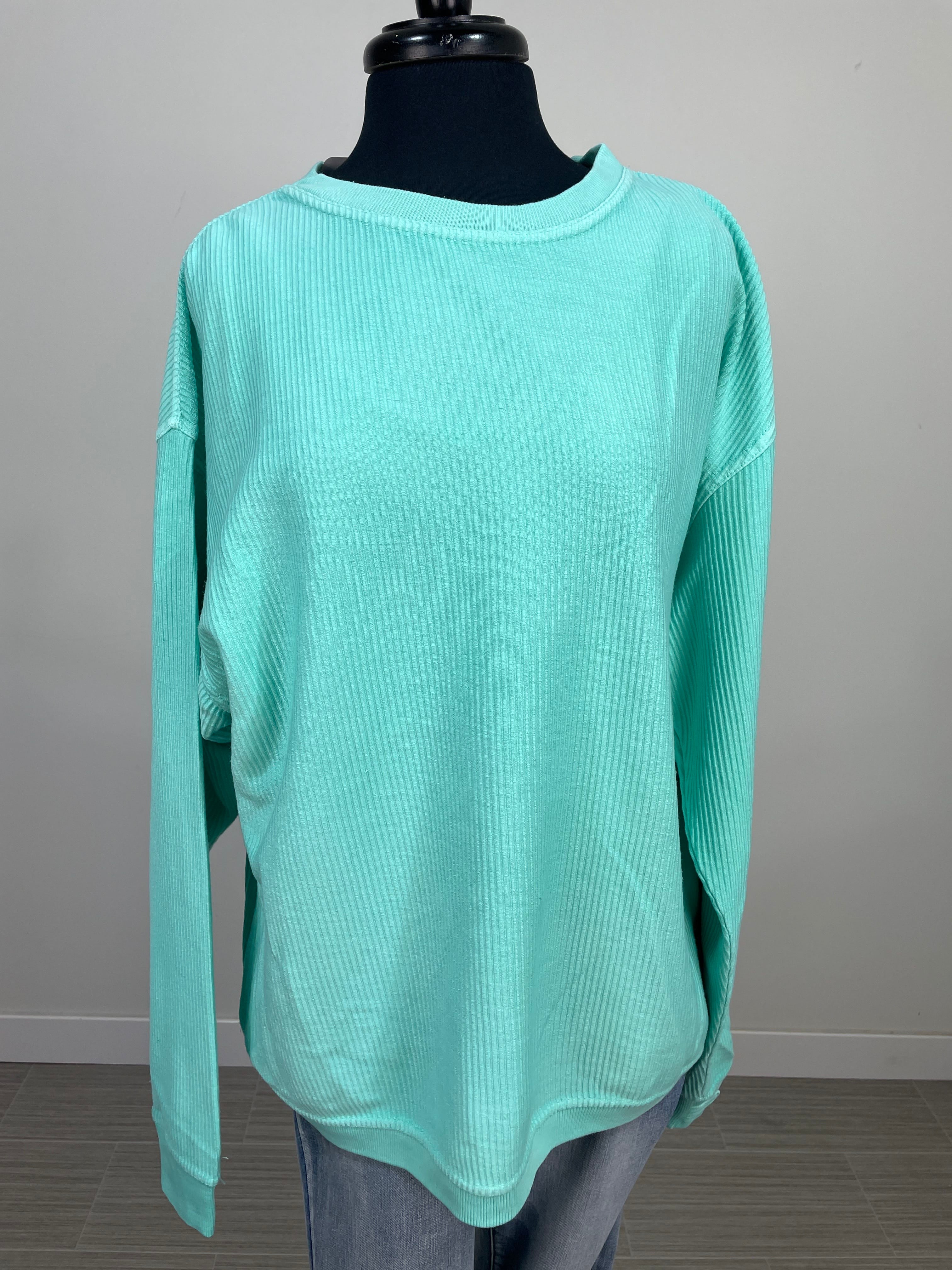 Sea Crystal Corduroy Crewneck Pullover
