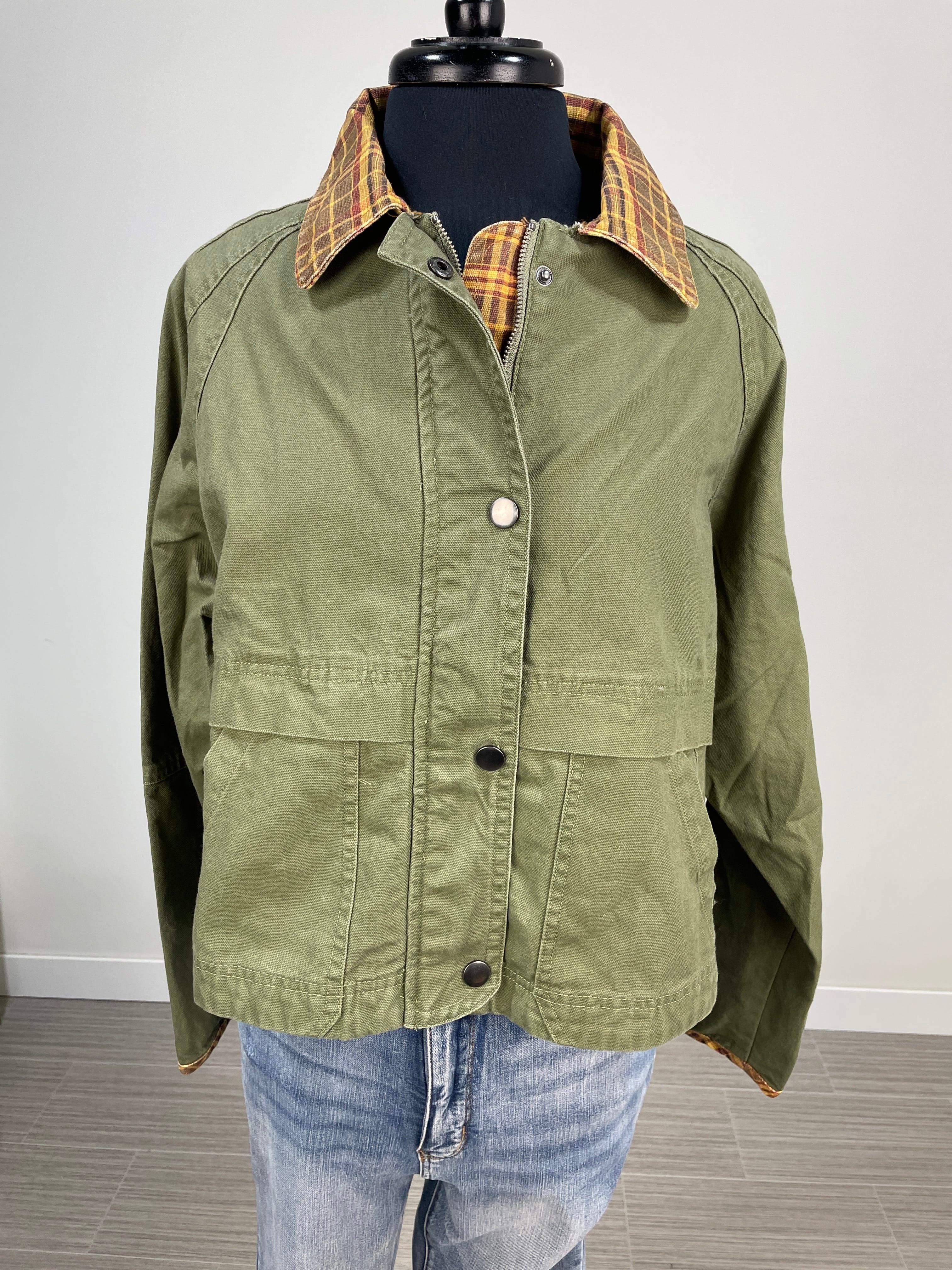 Camel & Olive Contrast Collar Barn Jacket