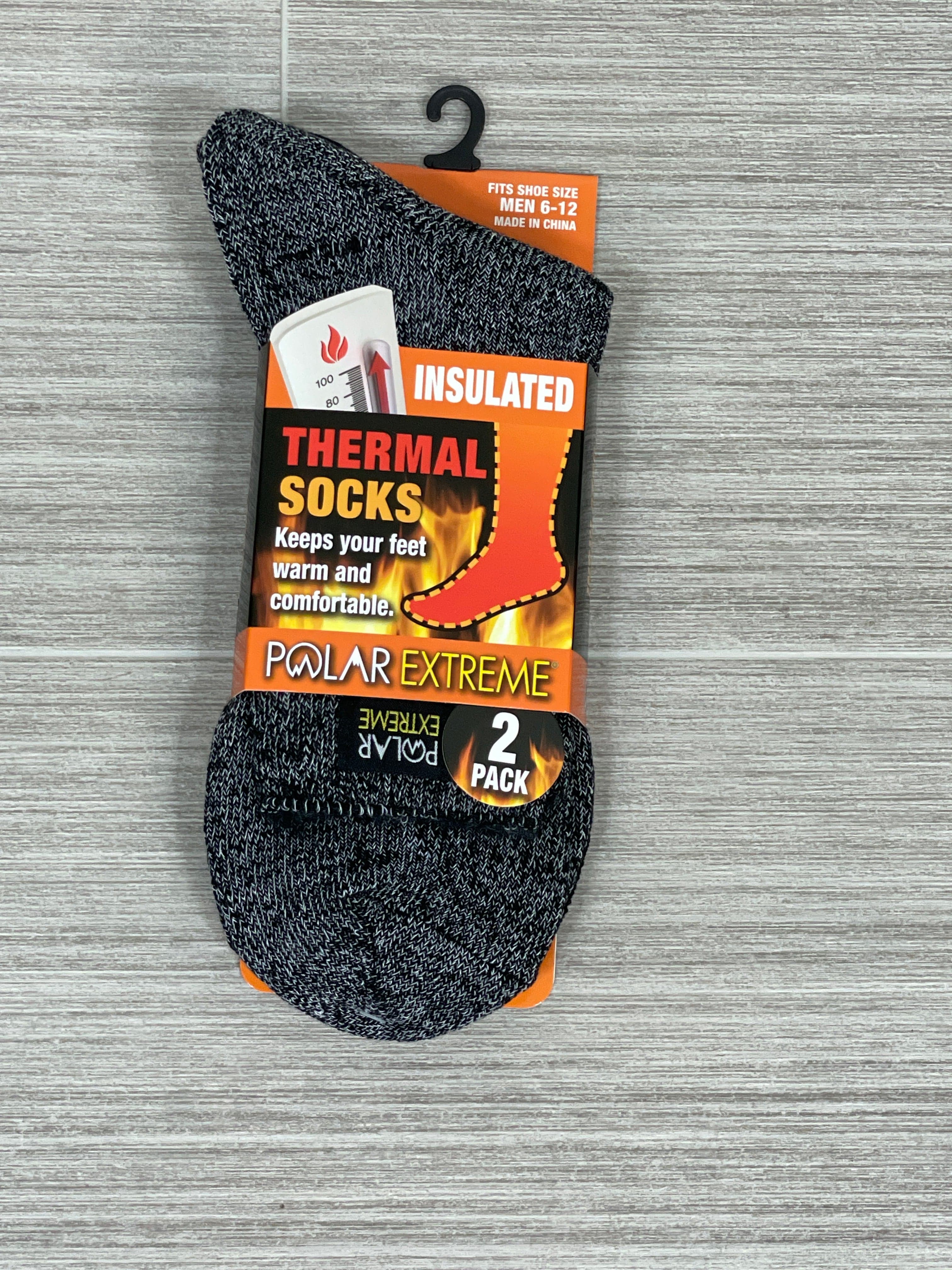 Black Marble 2-Pack Polar Extreme Heat Men's Lite Brushed Sock