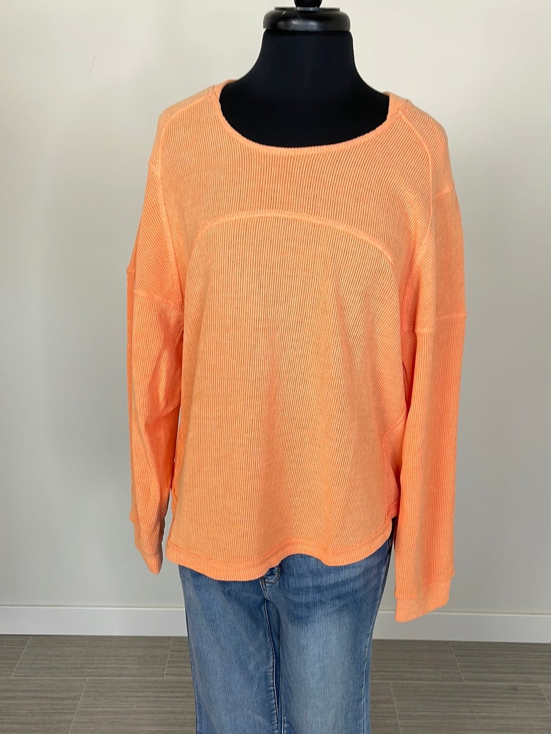 Mango Light Waffle Longsleeve Top