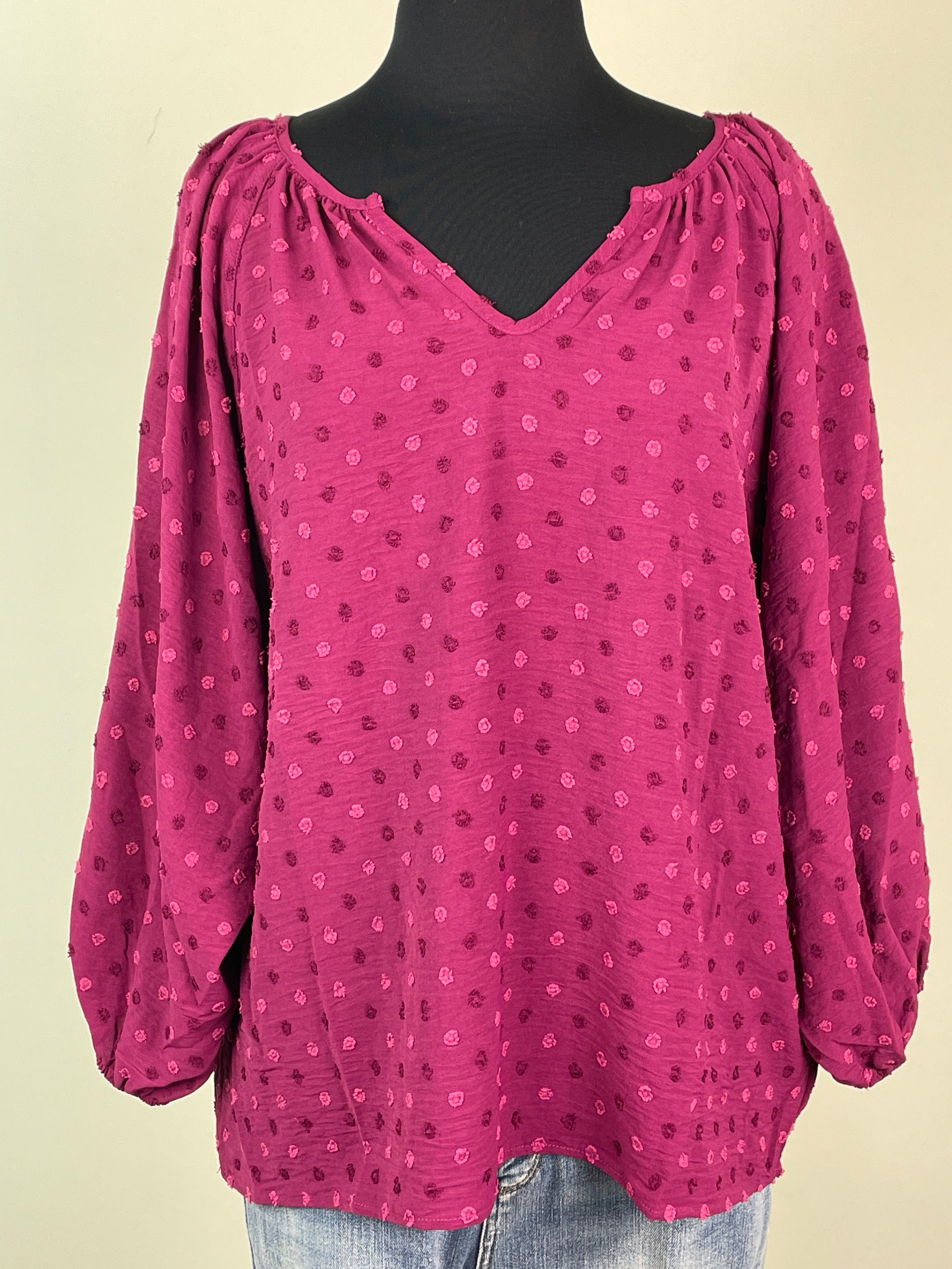 Magenta Swiss Dot Blouse