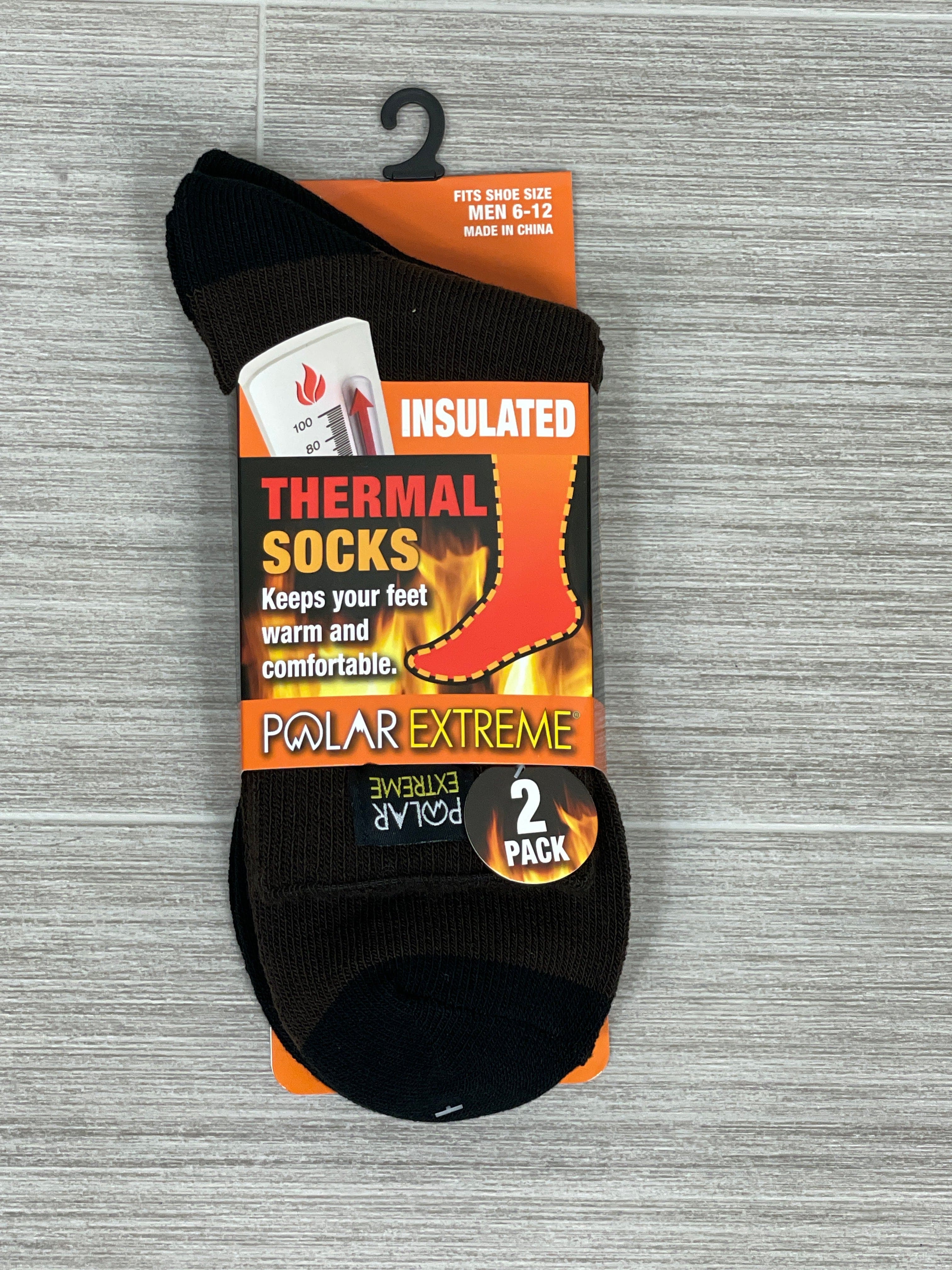 Brown Contrast Toe 2-Pack Polar Extreme Heat Men's Lite Brushed Sock