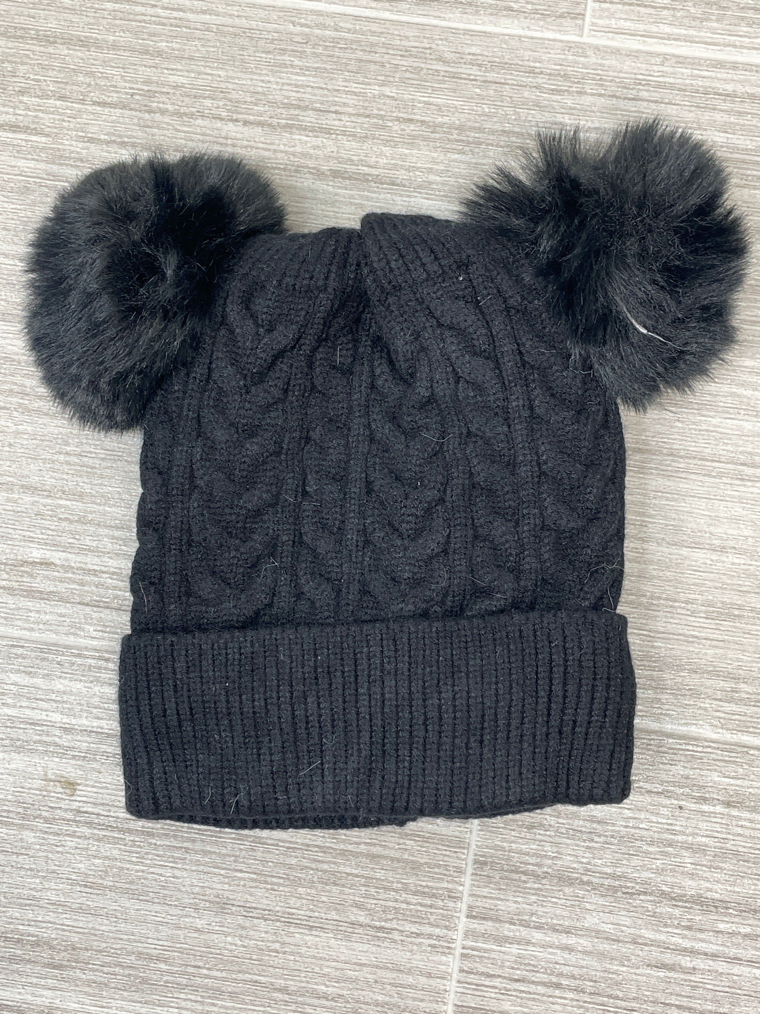Black Toddler Cable Knit Lined Hat
