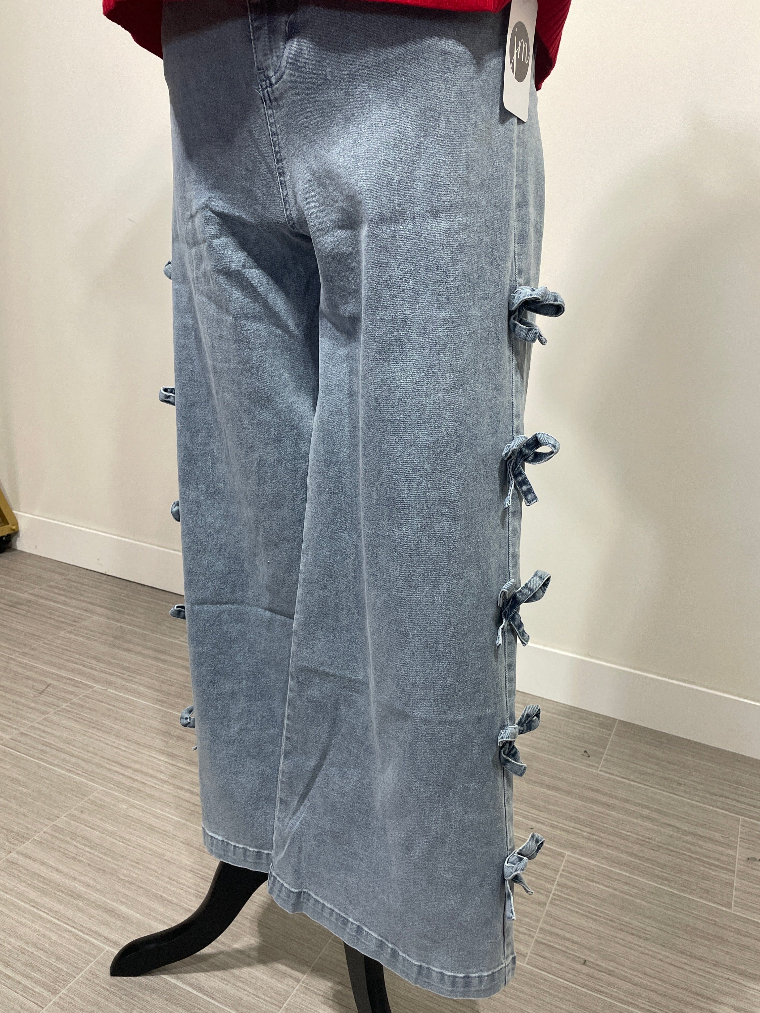 Bow Detail Wide Leg Denim