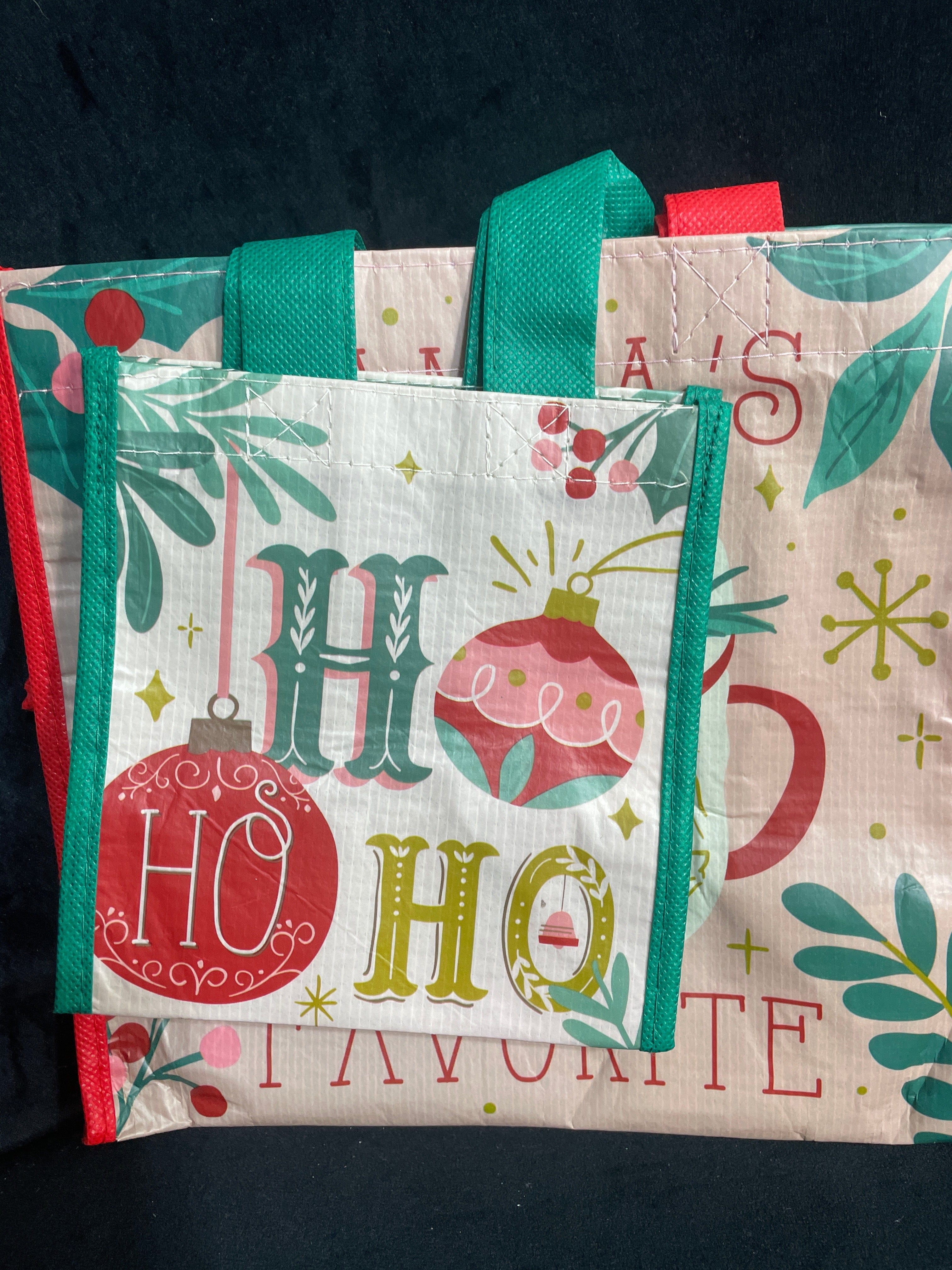 Santa Holiday Recycled Gift Bags S/3