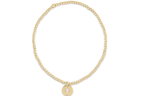 Classic Gold 2mm Bead Bracelet - Blessed Small Gold Disc