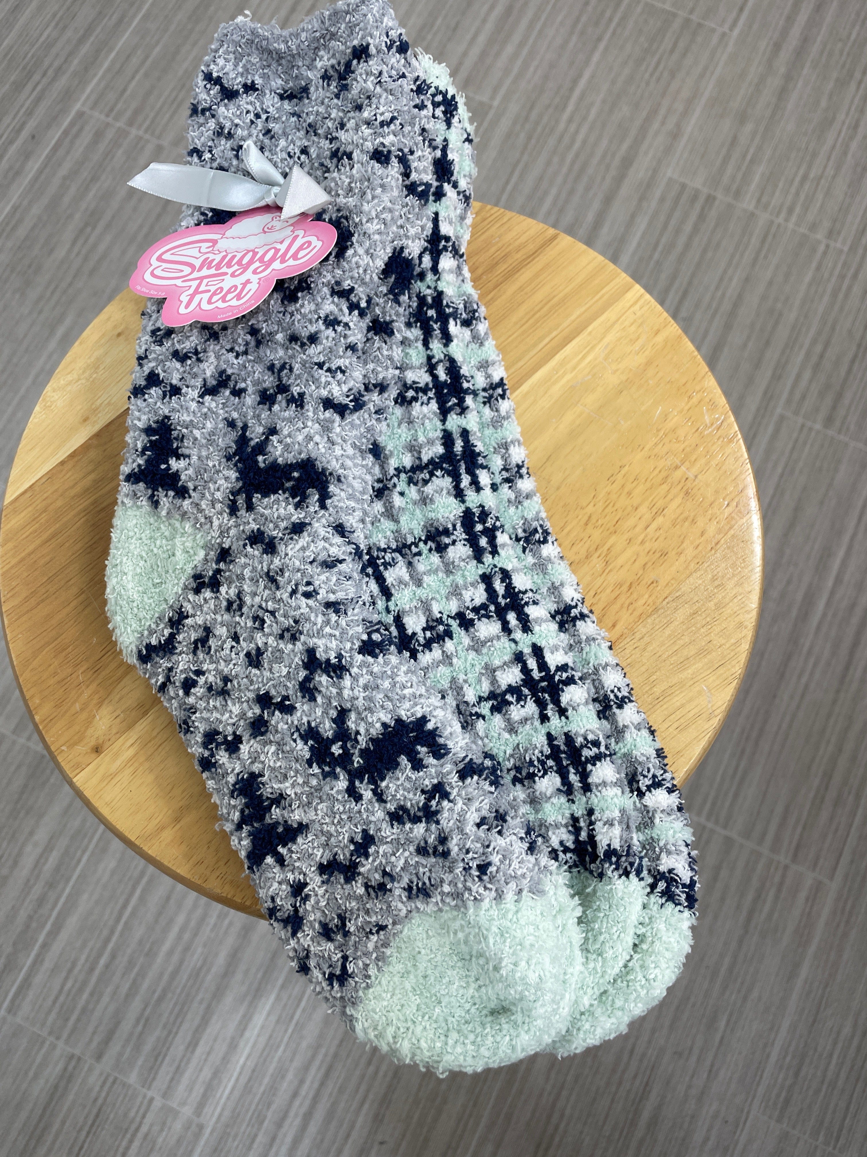Navy & Grey Deer 2pk Snuggle Feet