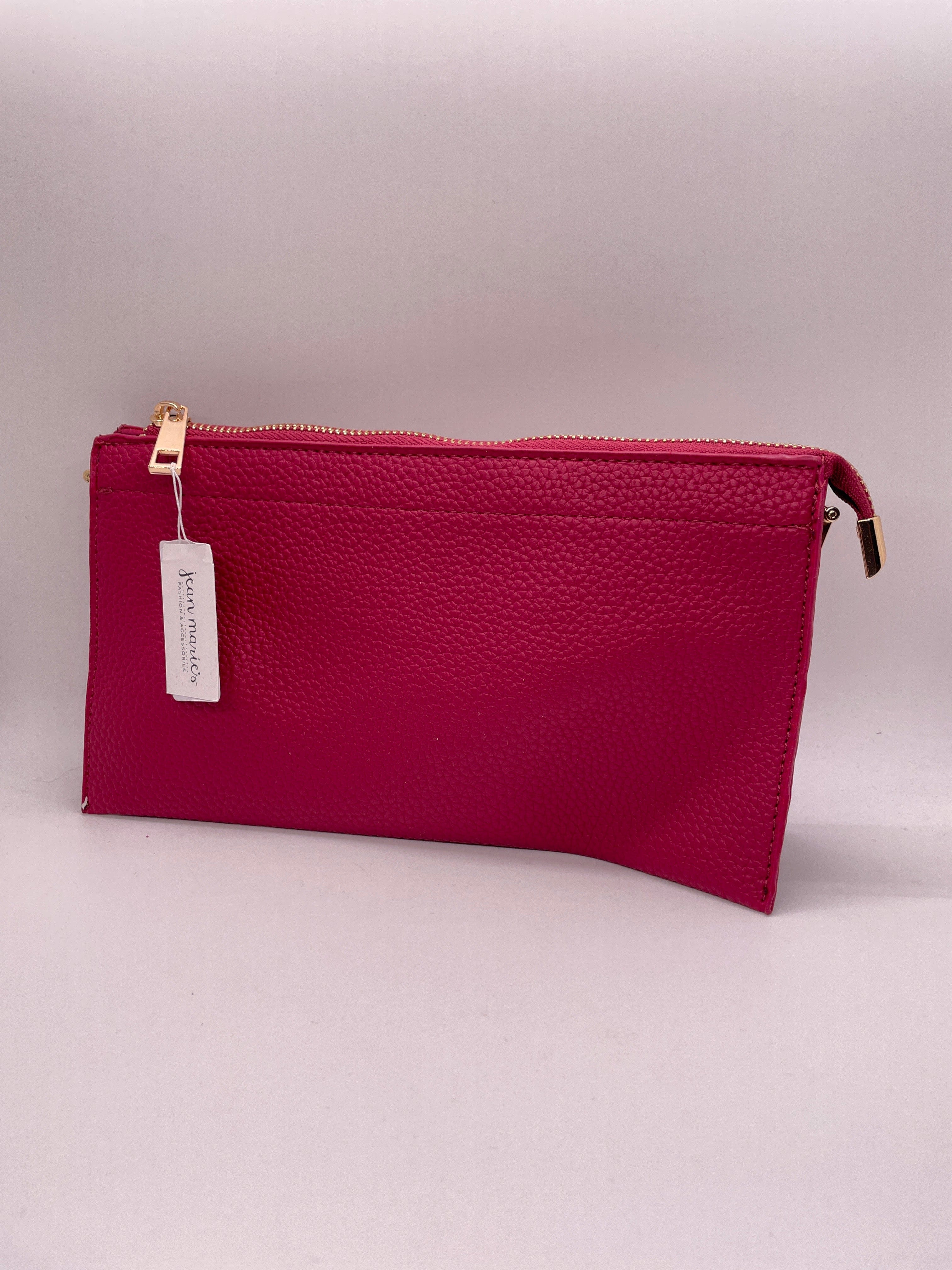 Fuchsia Luxe Wallet Wristlet with Shoulder Strap