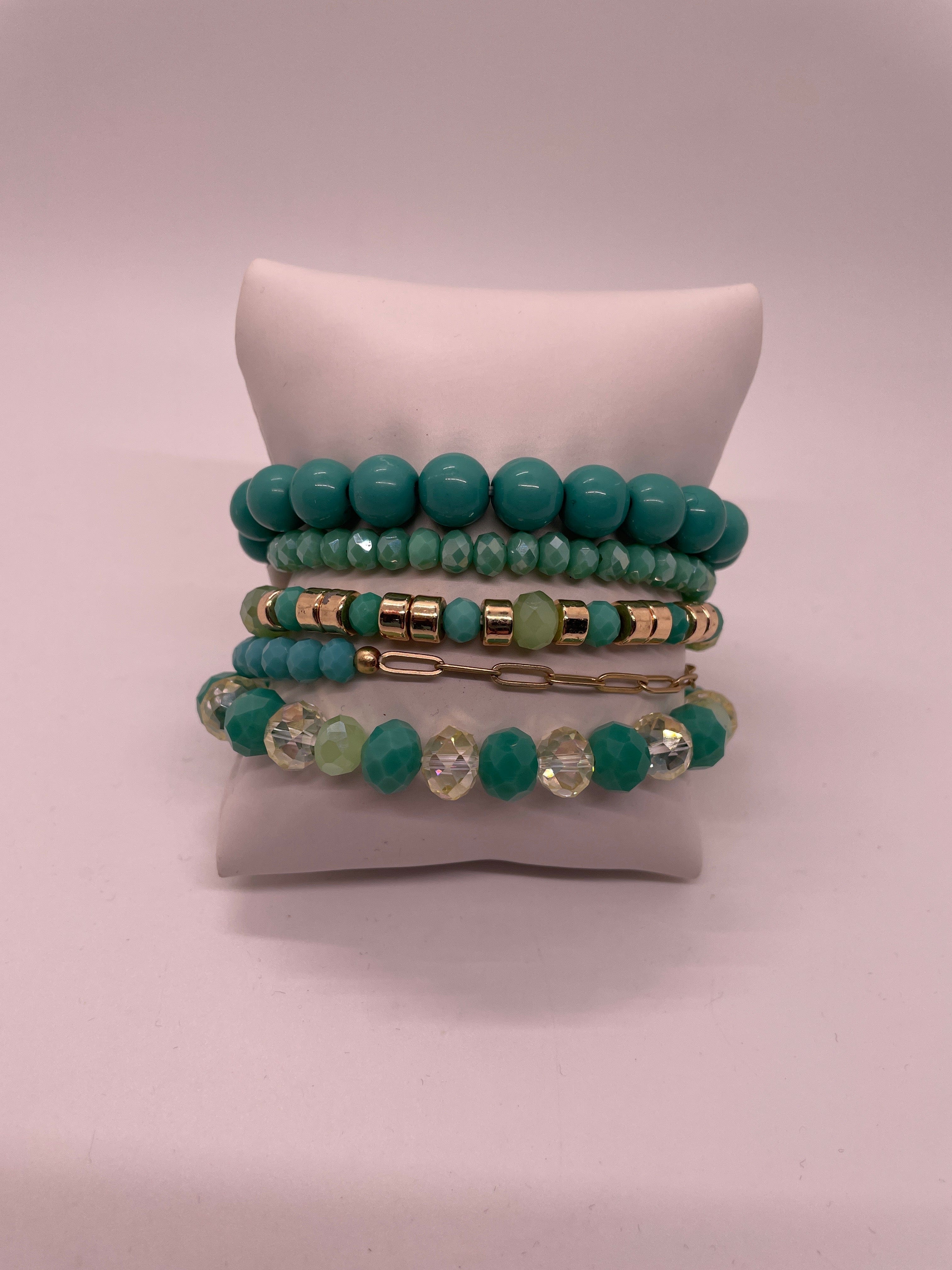 Gold & Aqua Bracelet Set