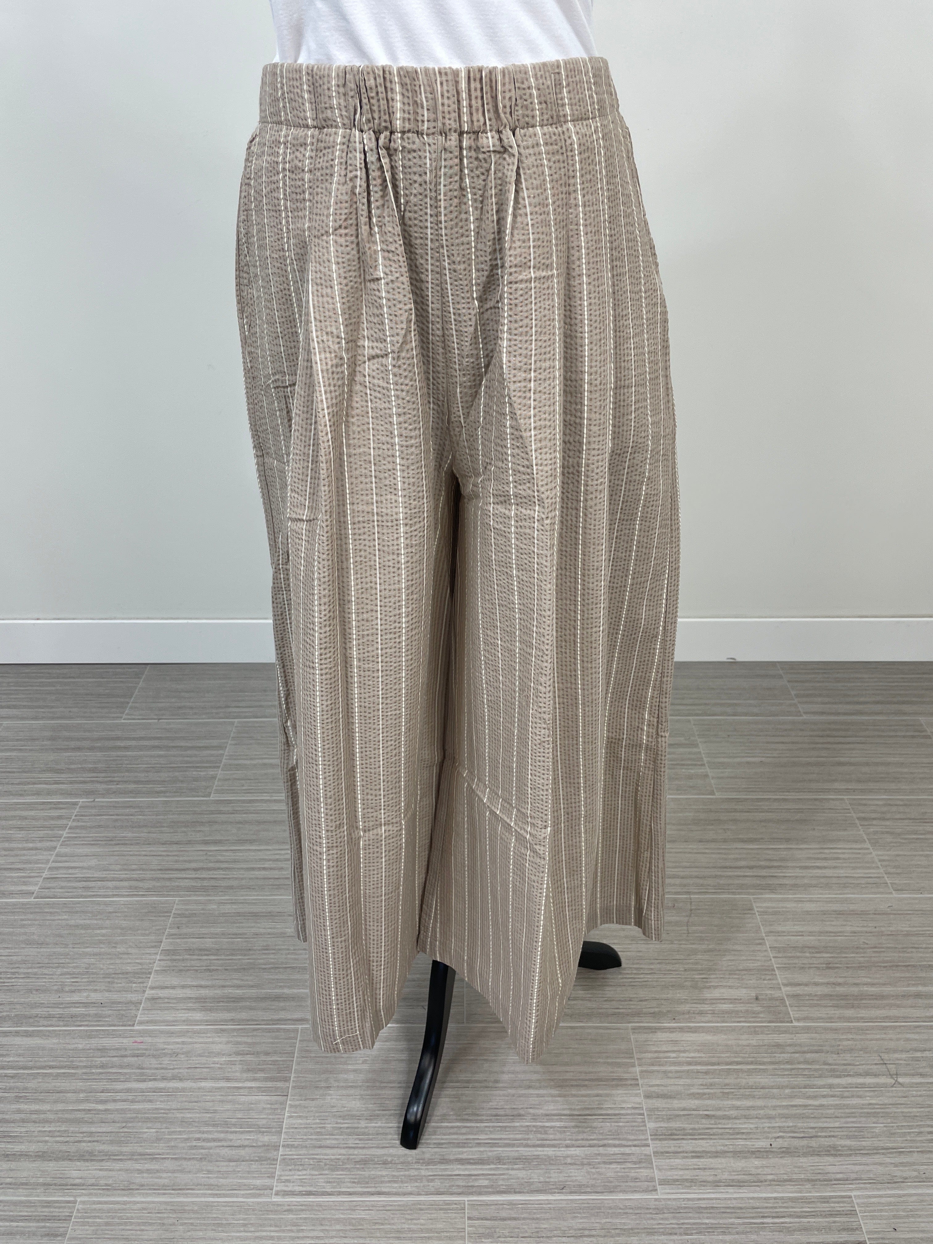 Mocha Pinstripe Wide Pants