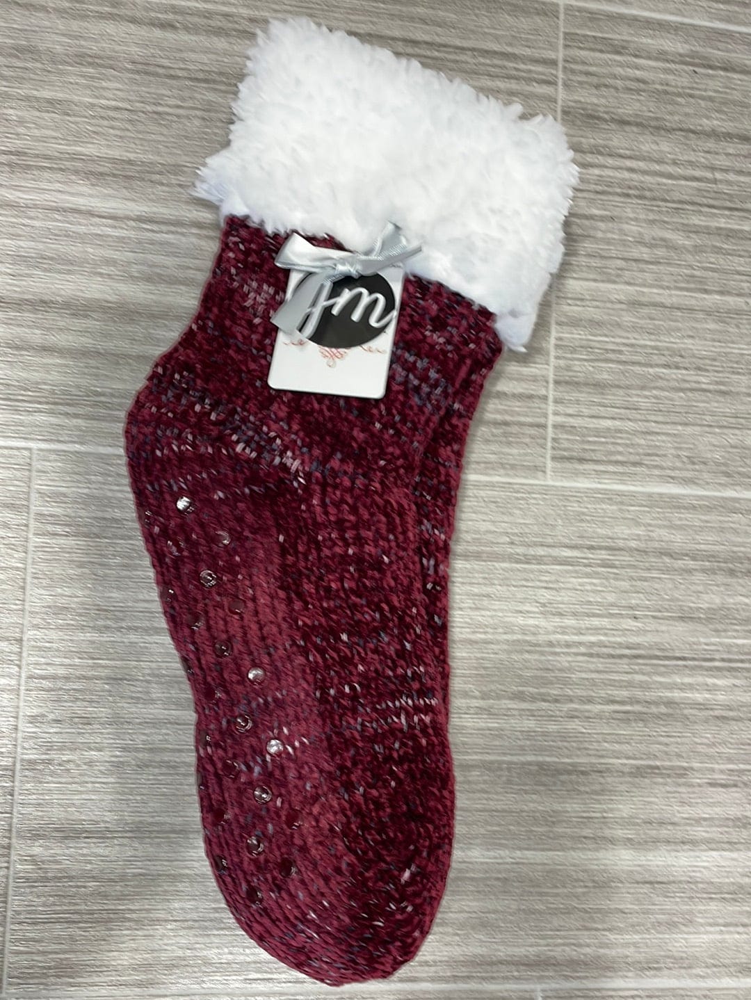 Maroon Chenille Sherpa Lined Bootie
