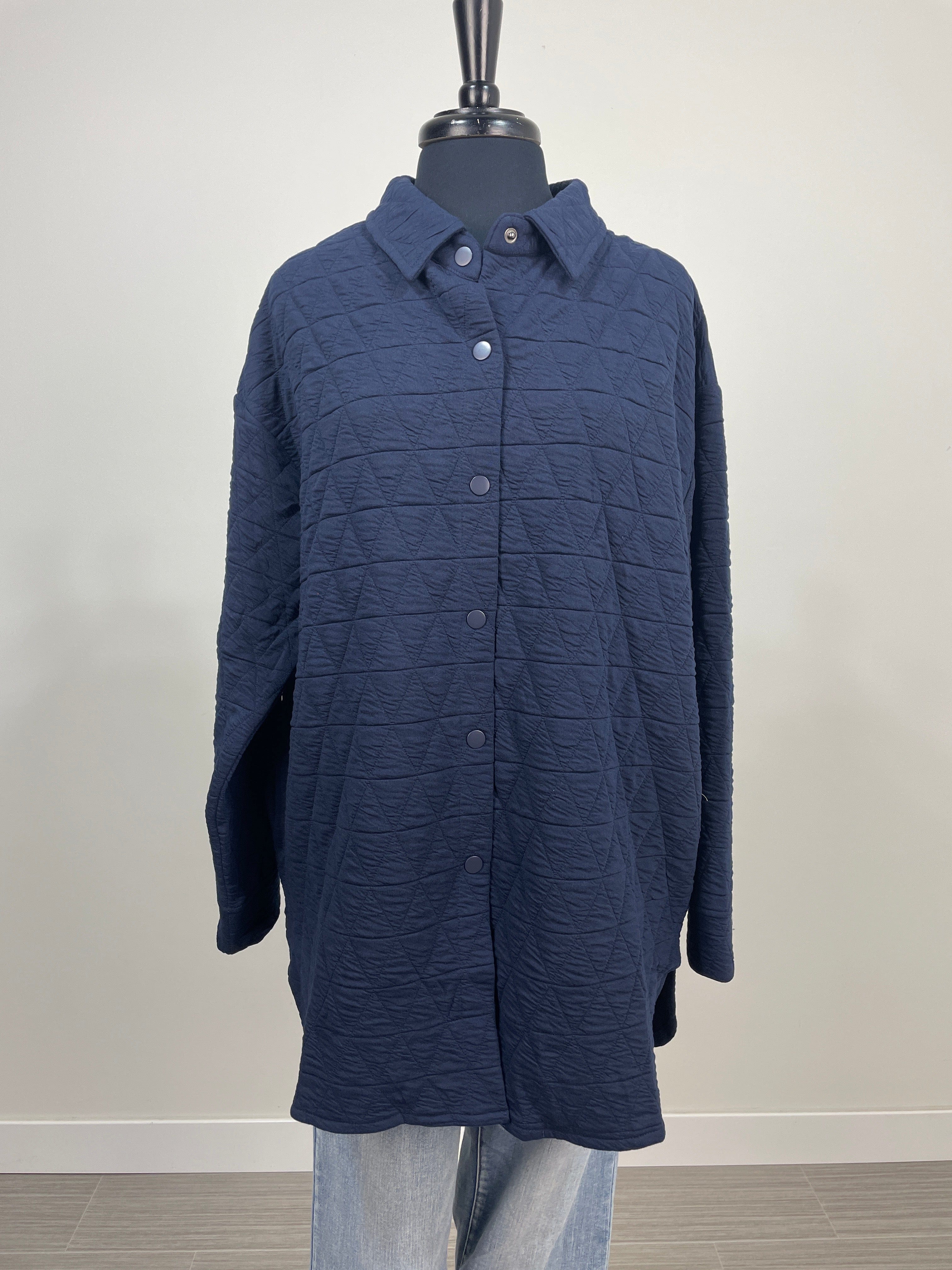 Navy Quilted Shacket