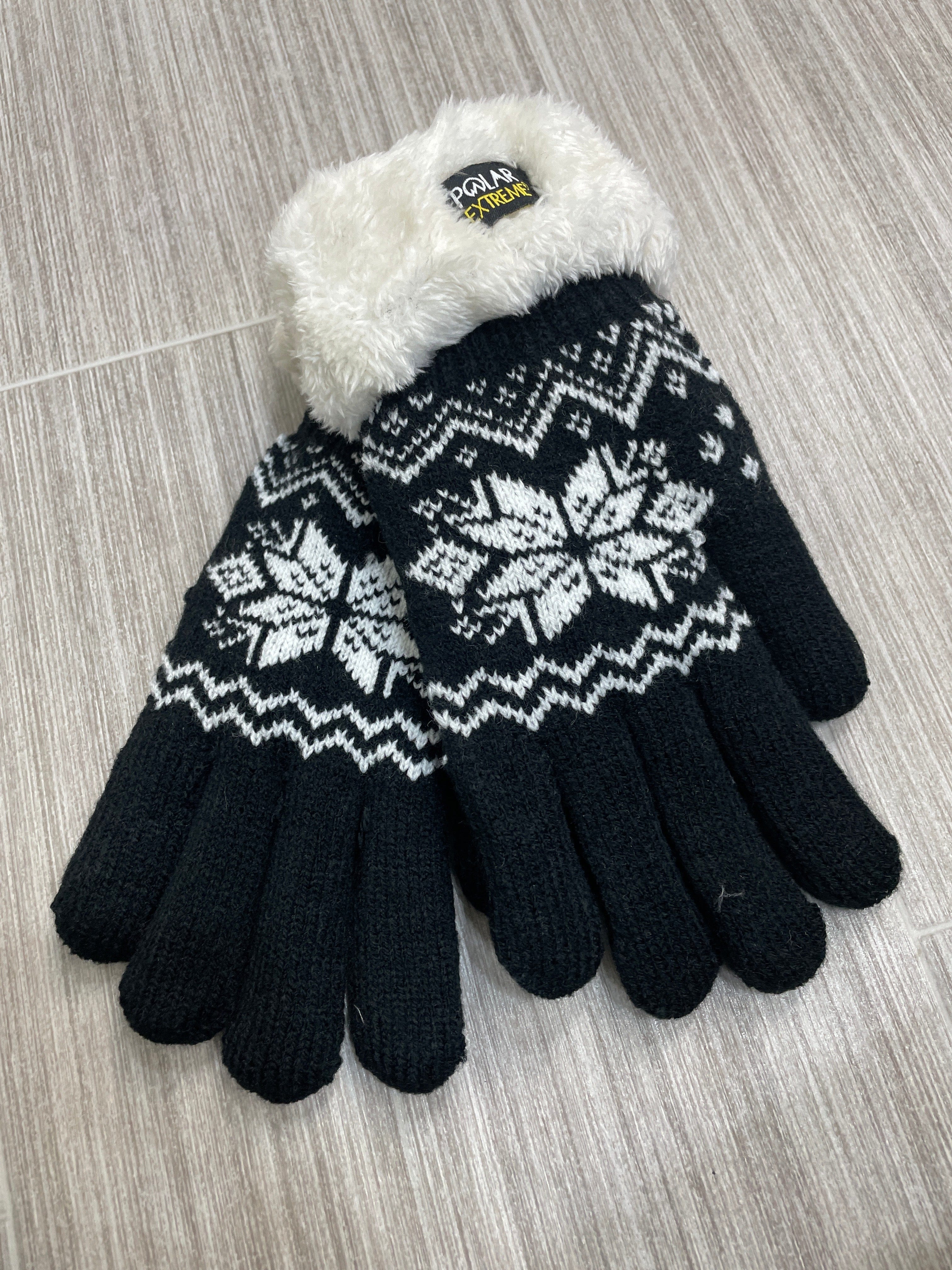 PE Women's Black Snowflake Gloves