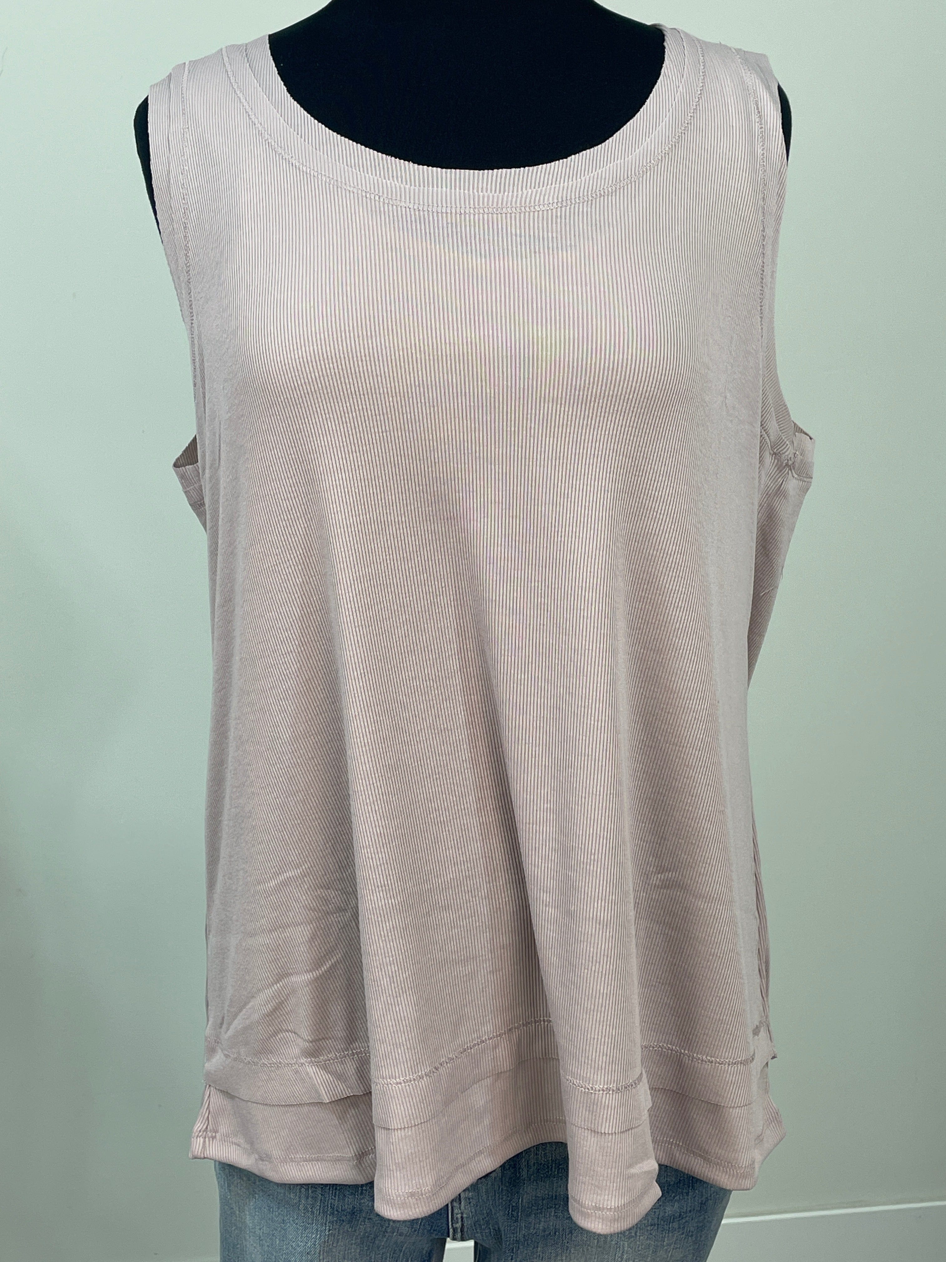 Pearl Grey Relaxed Fit Ribbed Tank