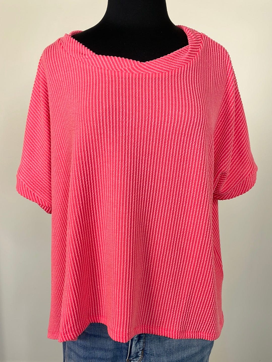 Coral Textured Twisted Sleeve Top