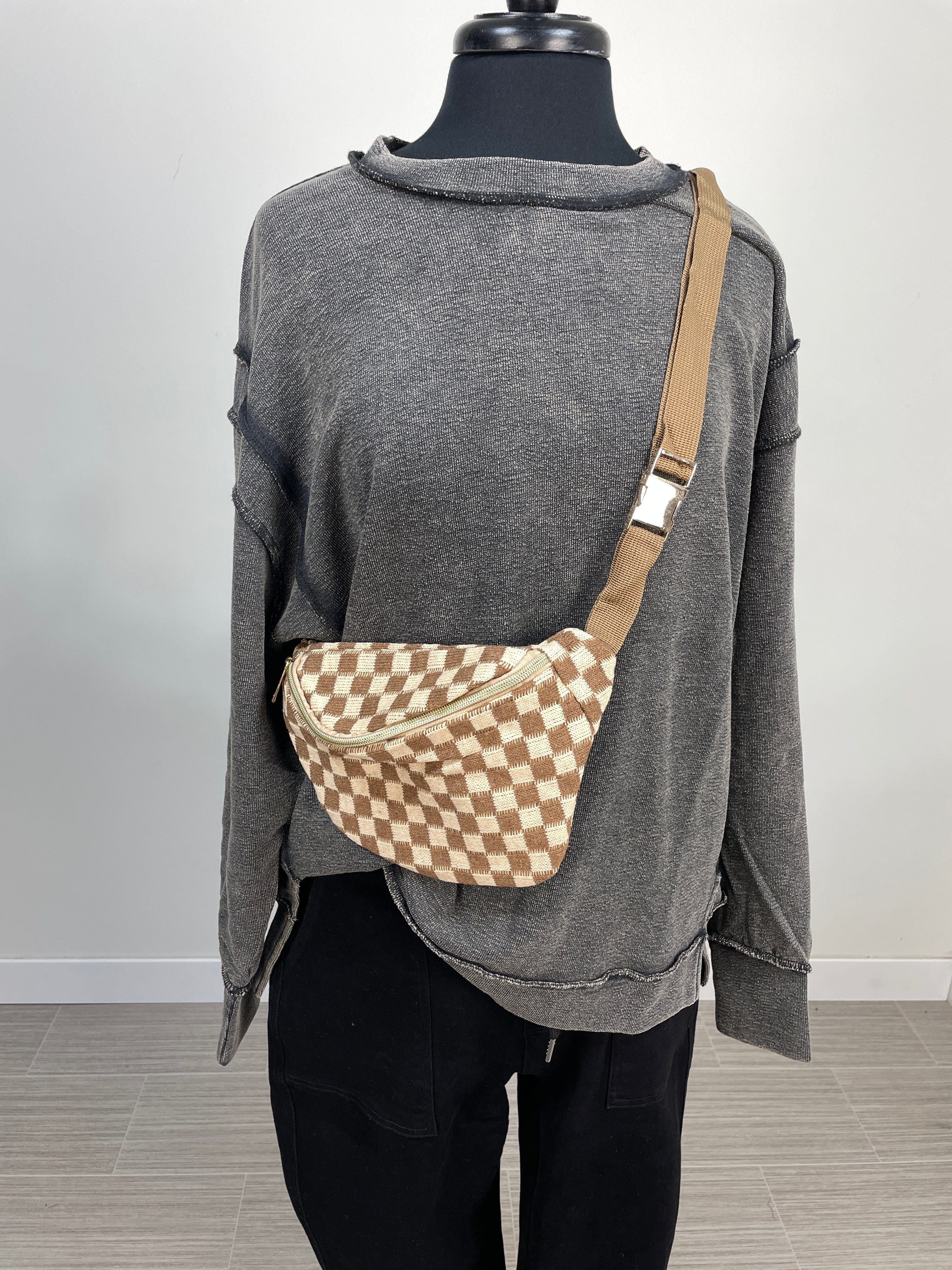 Mocha Checkered Sling Bag