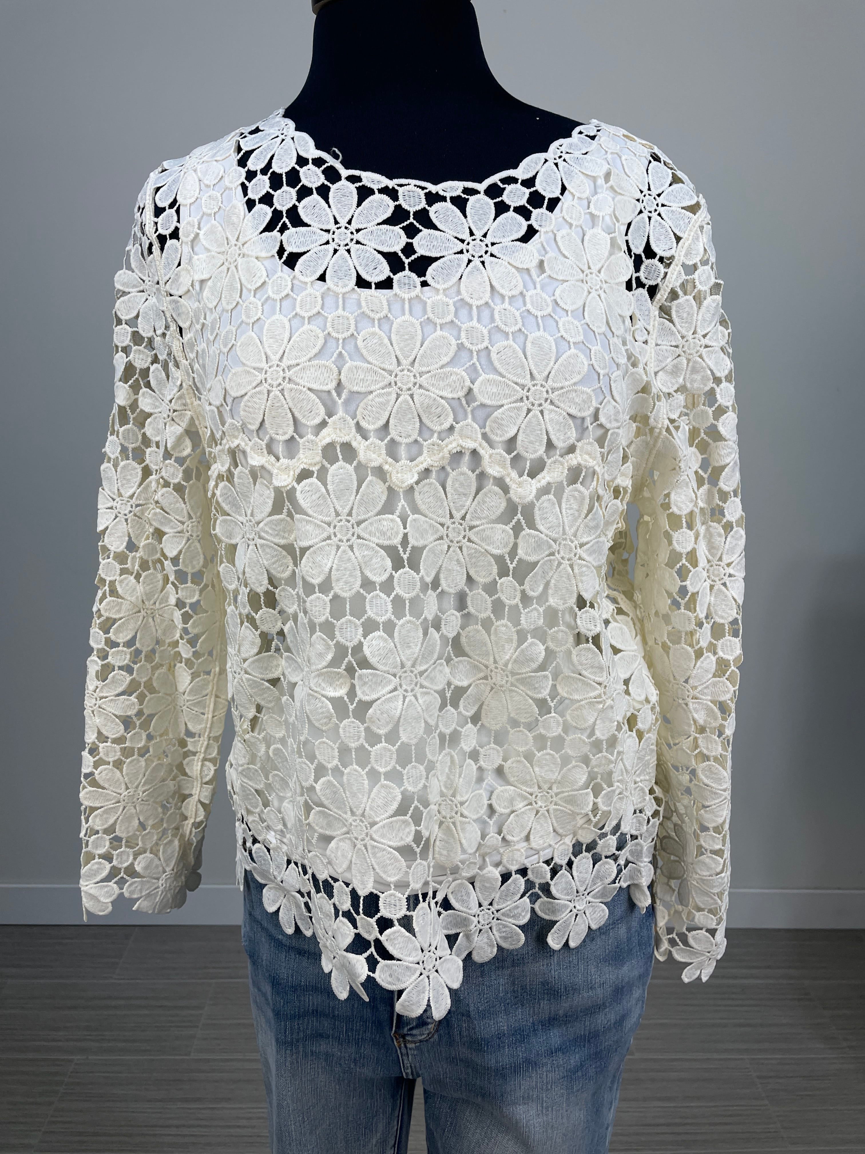 White Meadow Bloom Lace Top