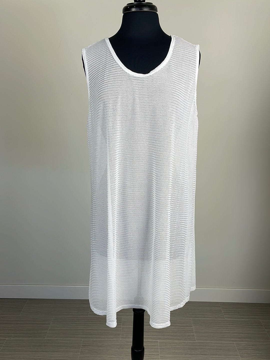 White Knit Sleeveless Beach Cover OS