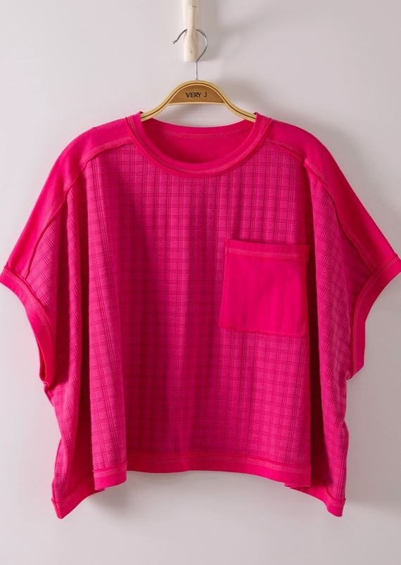 Fuchsia Dolman Sleeve Textured Knit Top