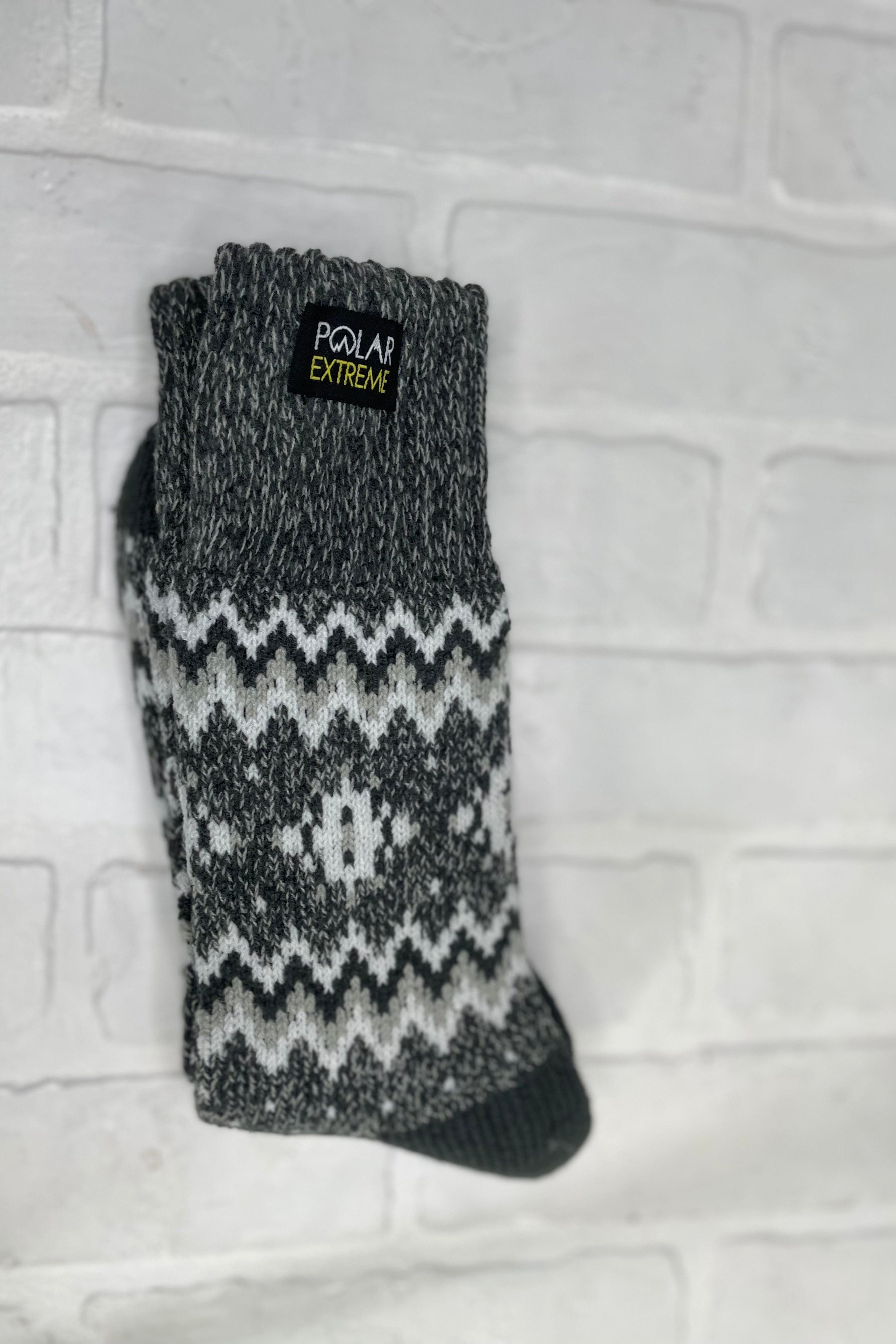 PE Men's Grey Snowflake Heat Sock