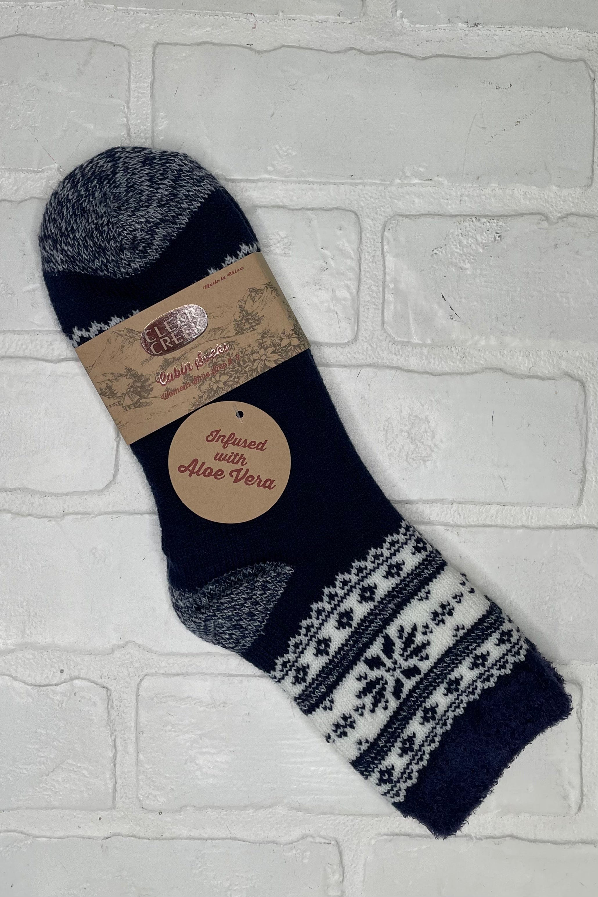 CC Navy Snowflake Aloe Socks