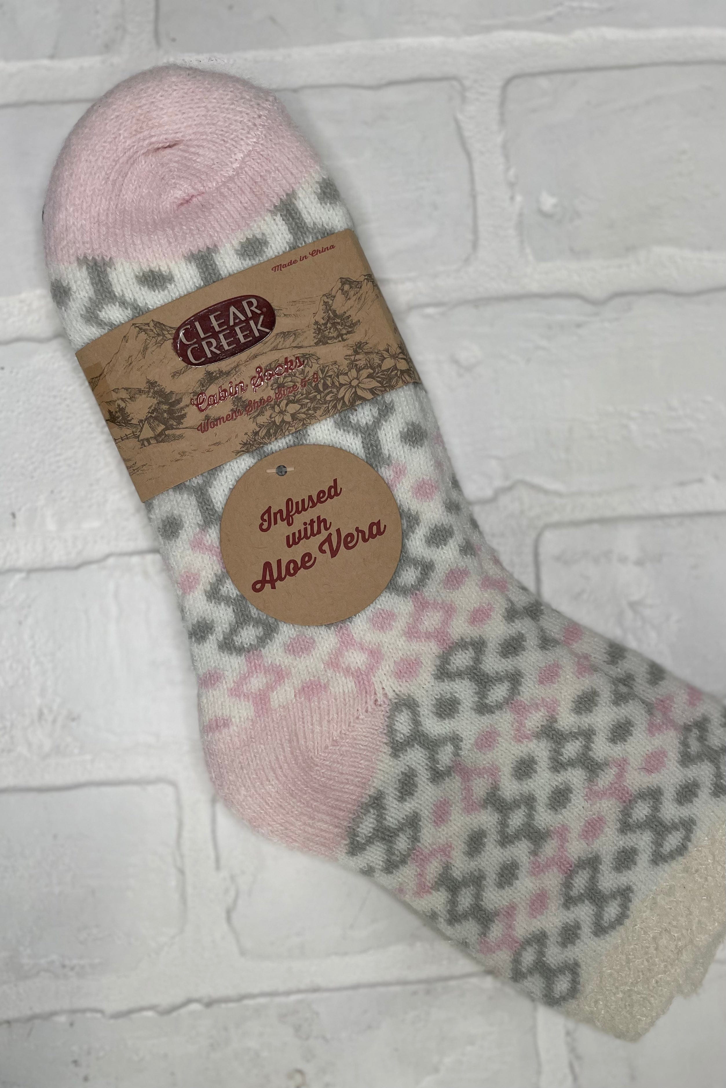 Pink & Grey Geo Socks W/ Aloe