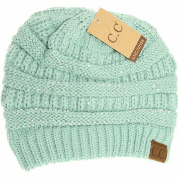 Sequin Knitted Beanie - Mint