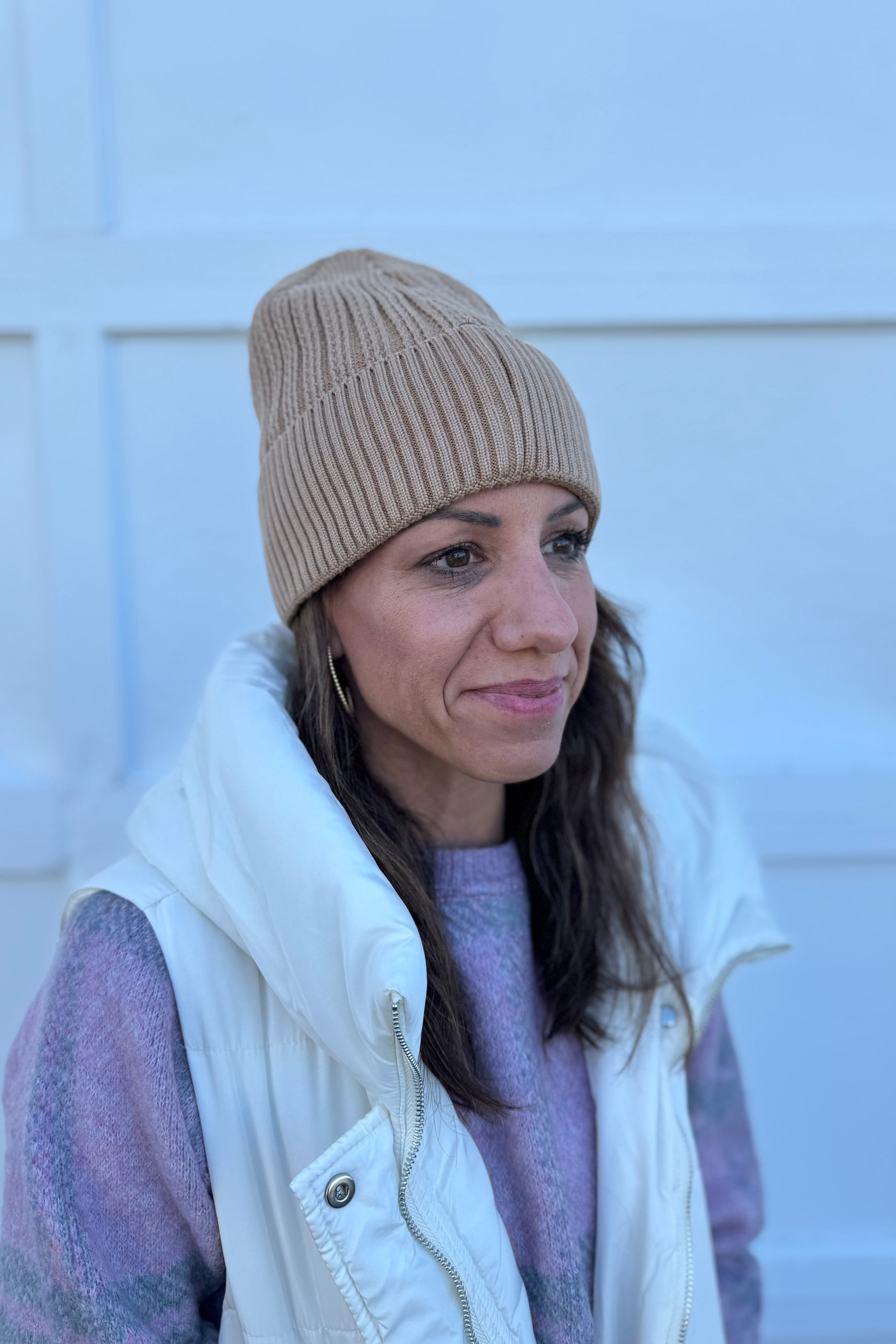 Tan Knit Fleece Lined Hat