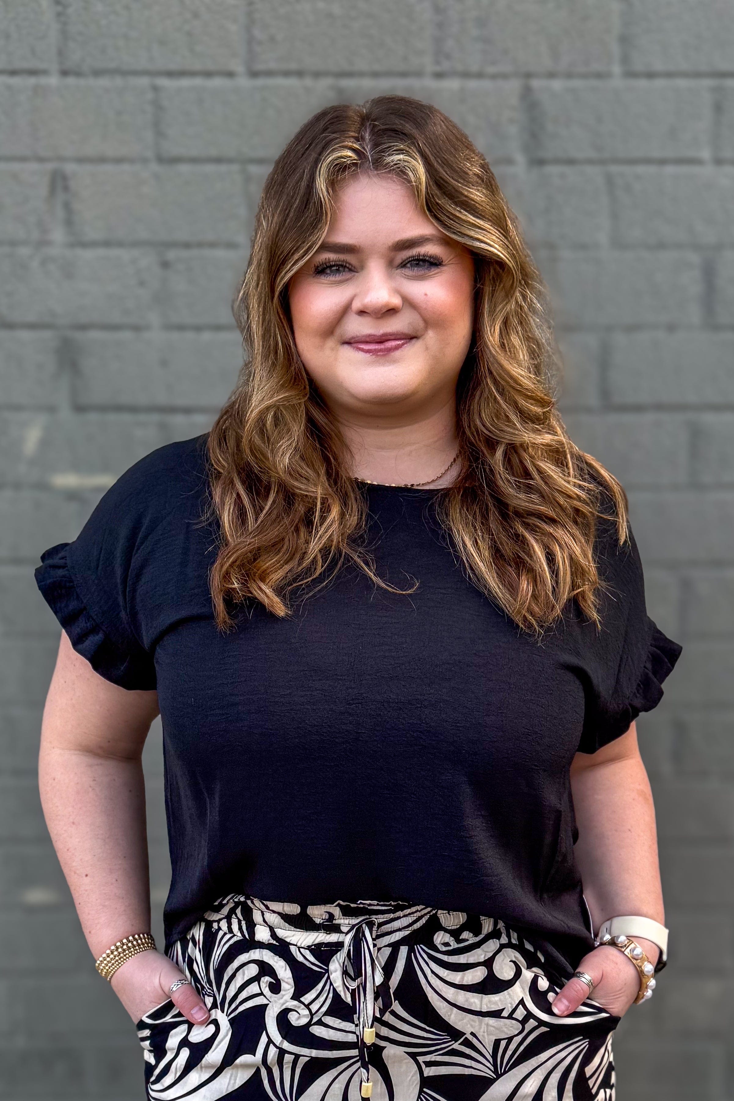 Black Ruffle Sleeve Blouse
