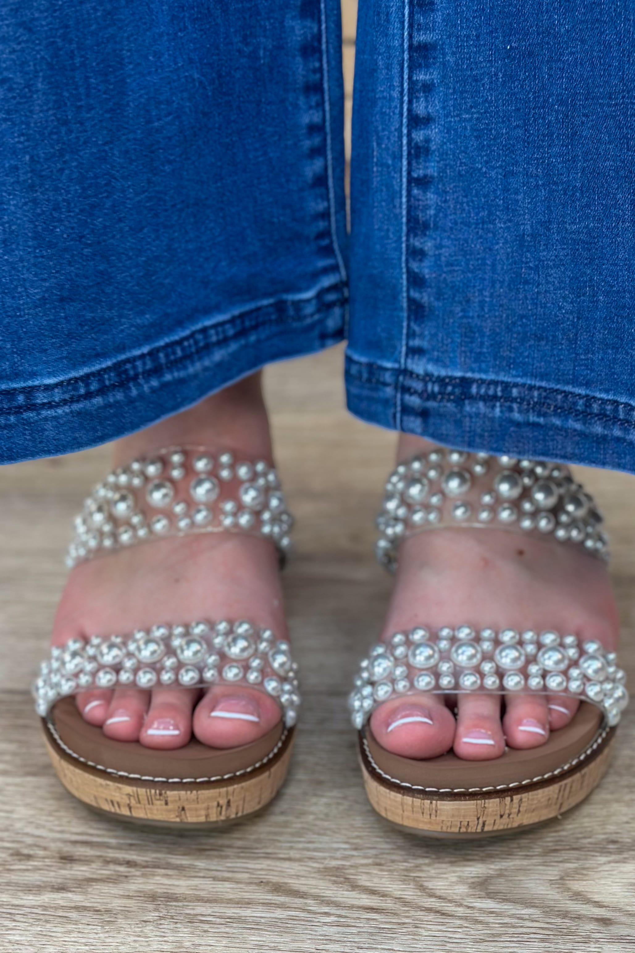 Yes Please Clear with Pearls Wedge