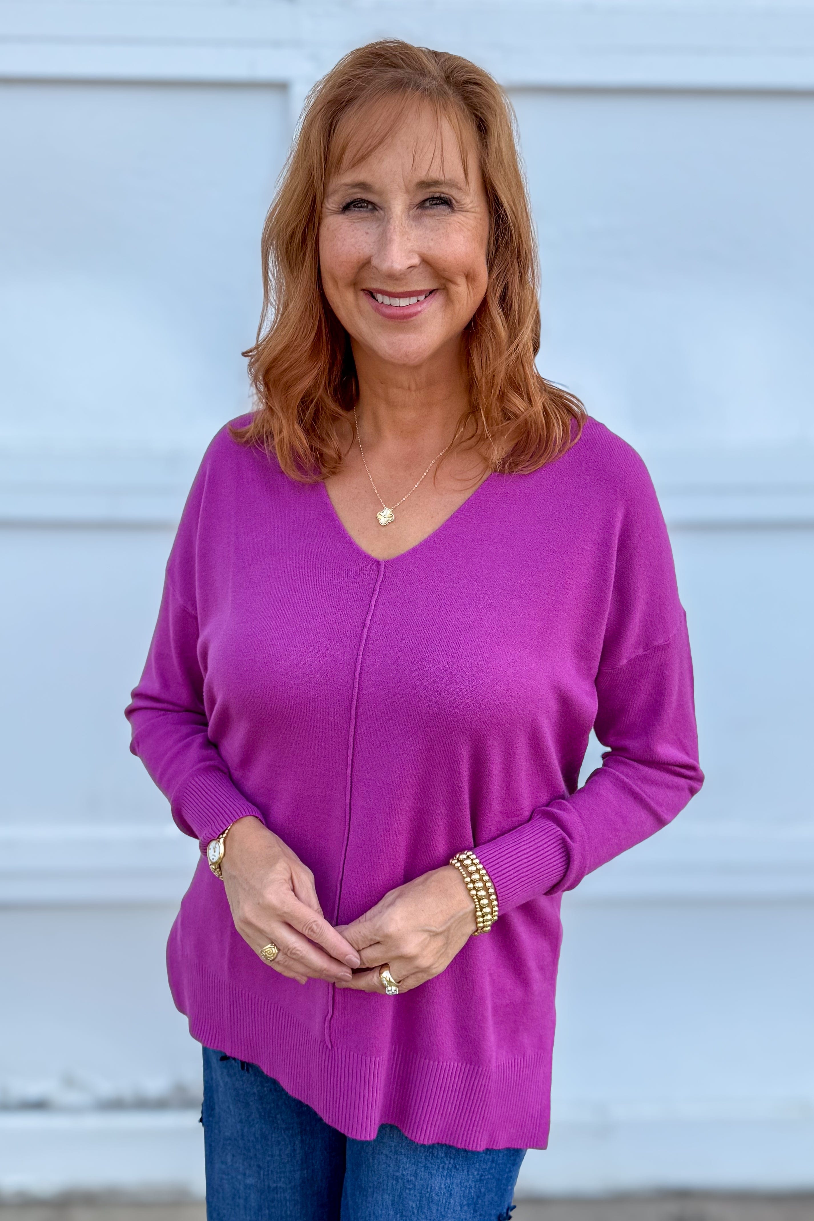 Light Plum Viscose Front Seam Sweater