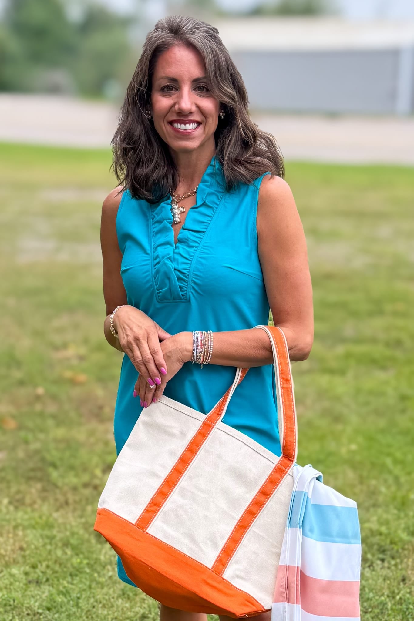 Teal Ruffle Neck Avery Dress