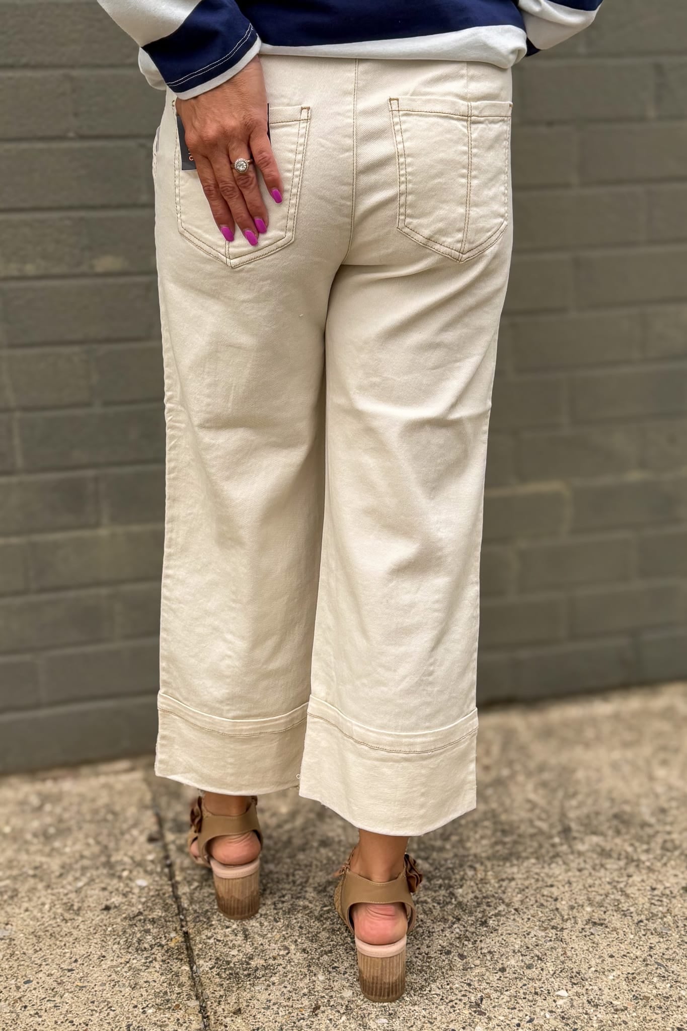 Natural Cuffed Crop Relaxed Straight Leg Back