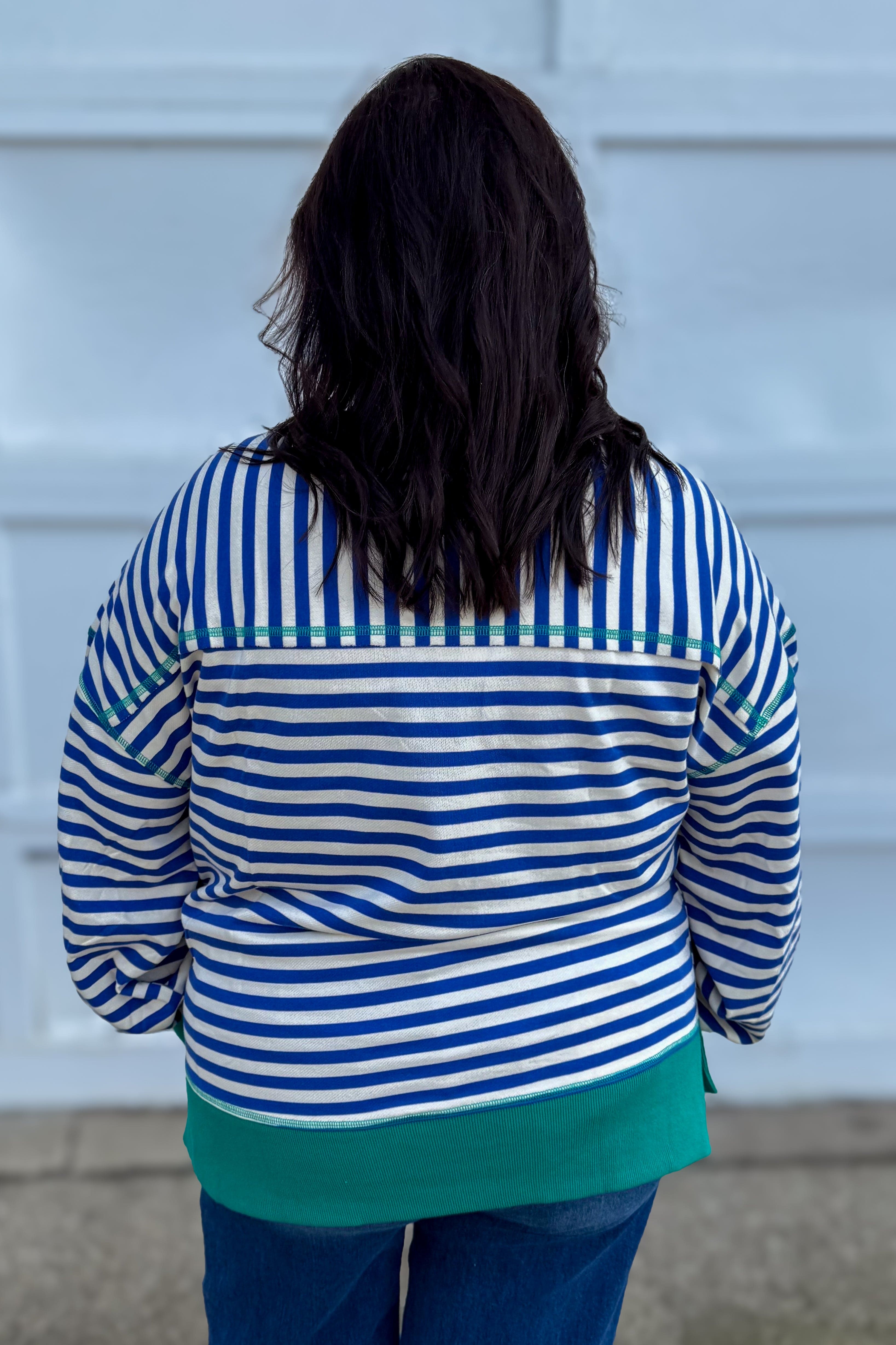Teal & Royal Stripe Pullover Back