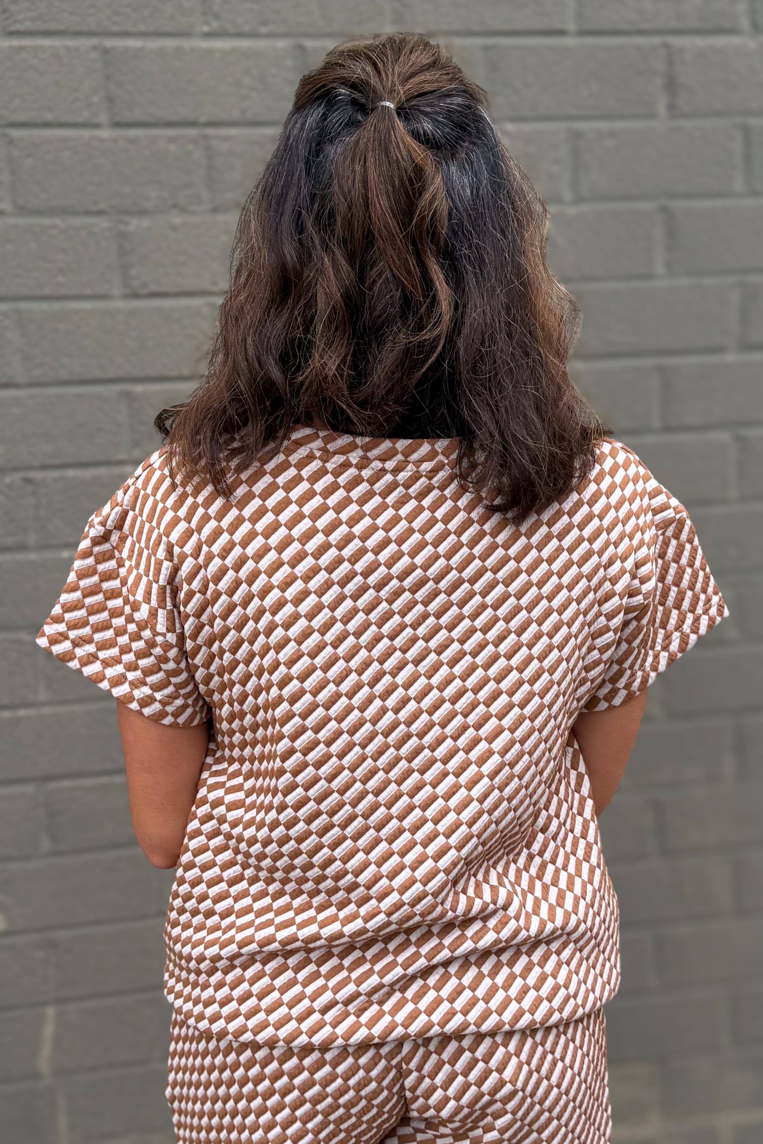 Tan Geo Textured Short Set