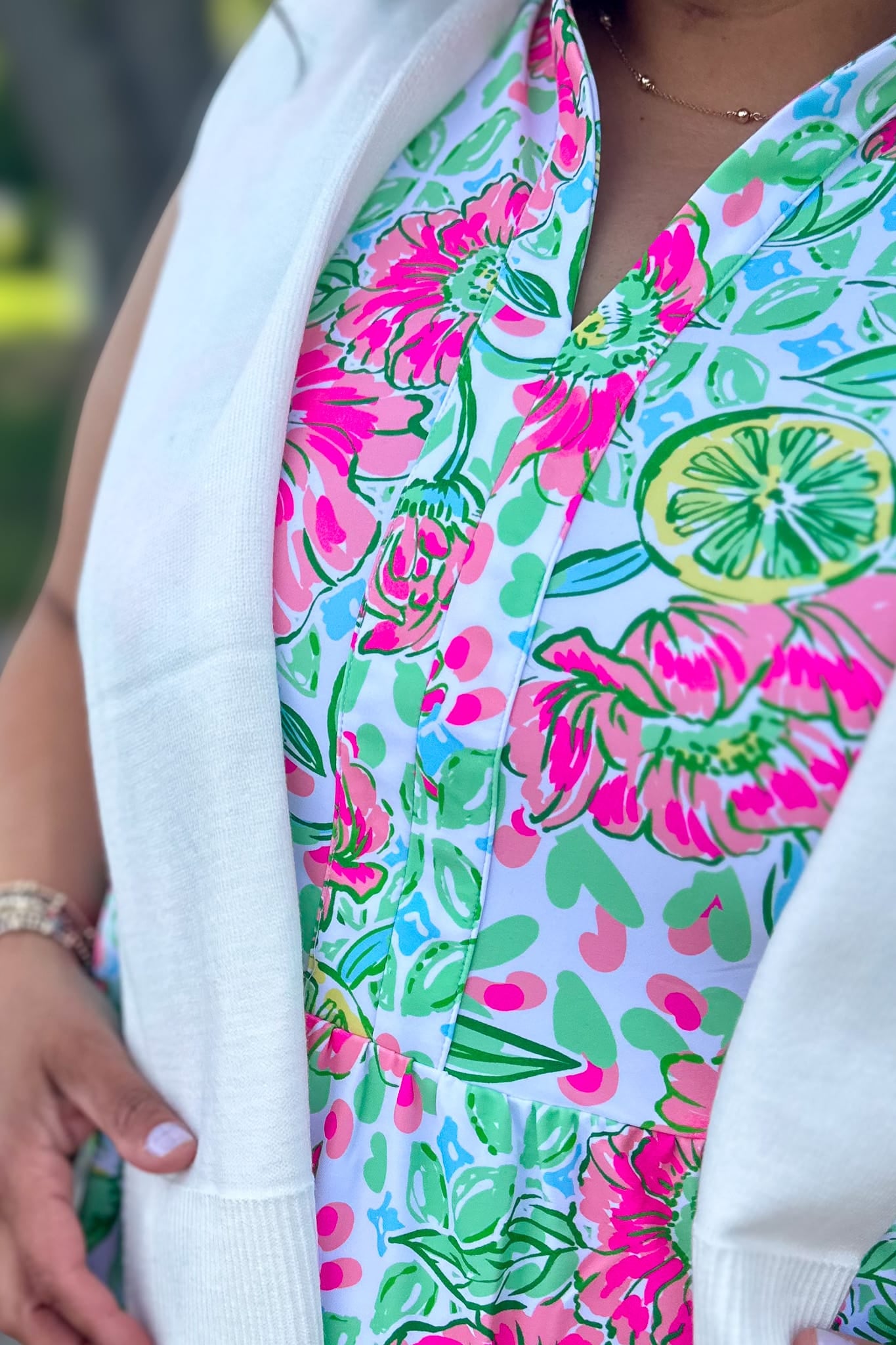 White Preppy Mock Sweater Wrap Detailed