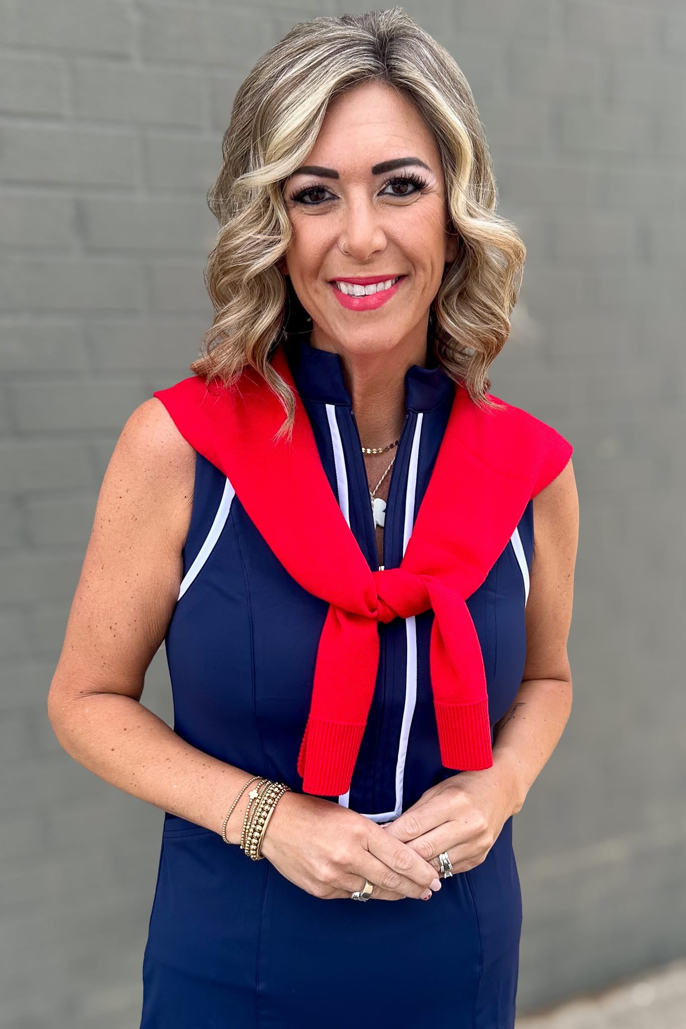 Red Preppy Mock Sweater Wrap
