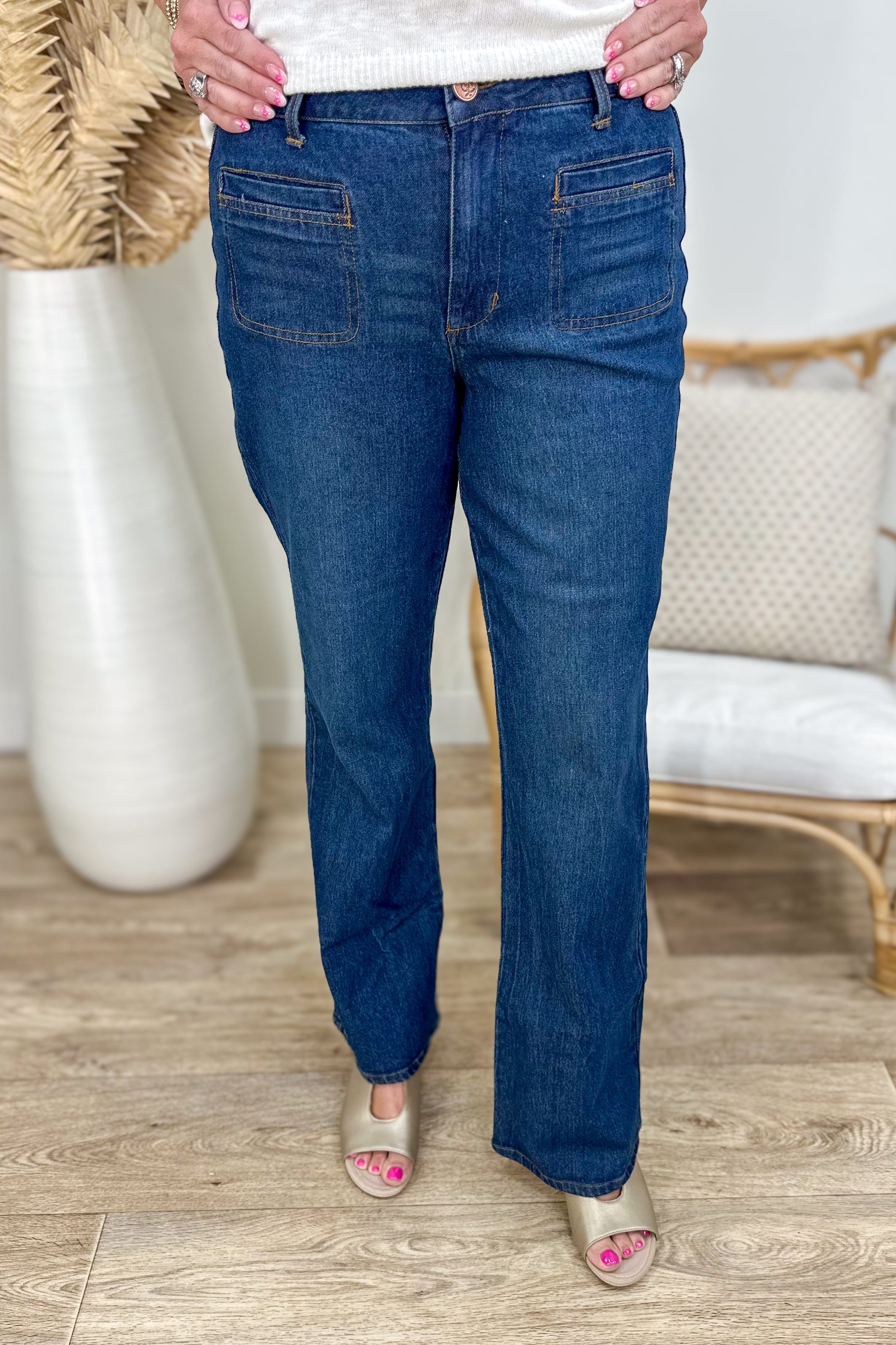Dark High Rise Wide Leg Denim