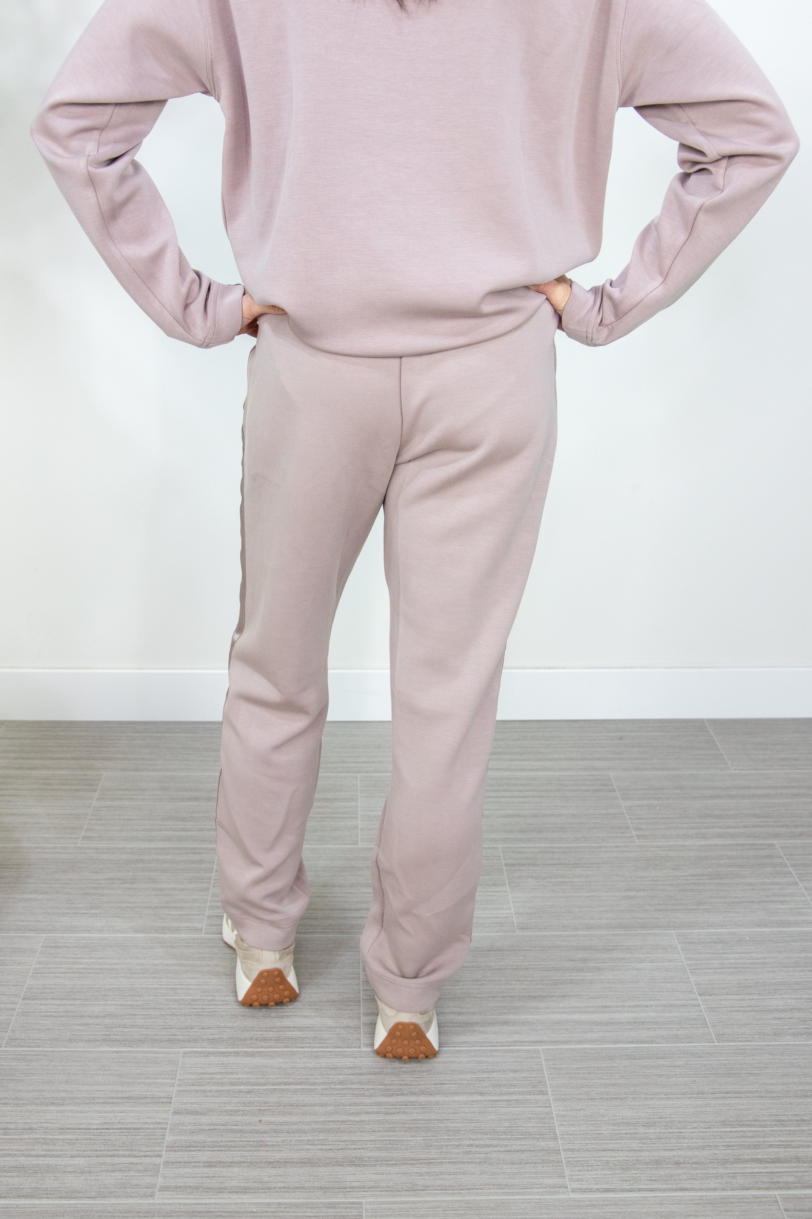 Mocha Joggers with Side Satin Detail
