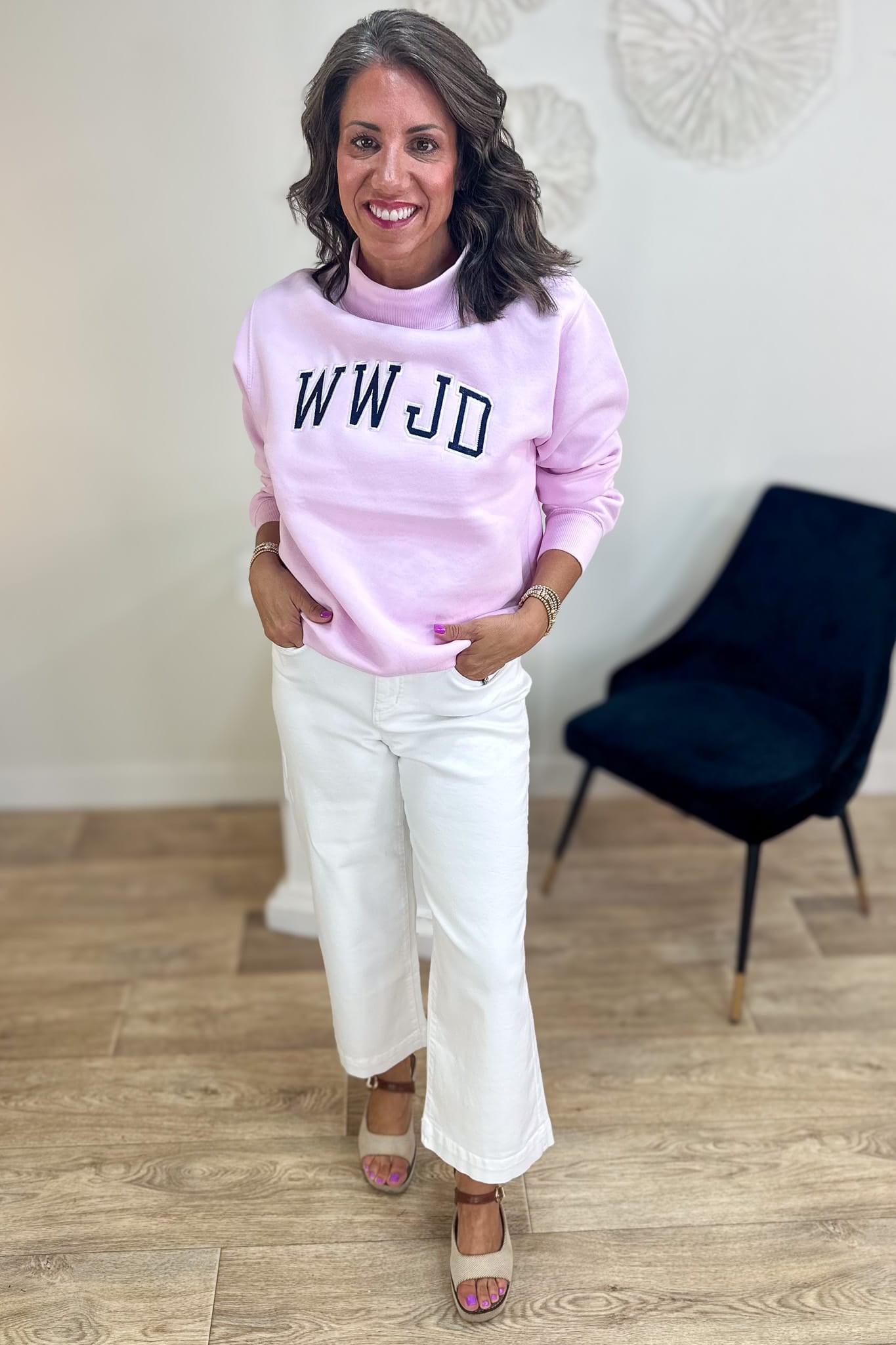Pink WWJD Mock Neck Sweatshirt
