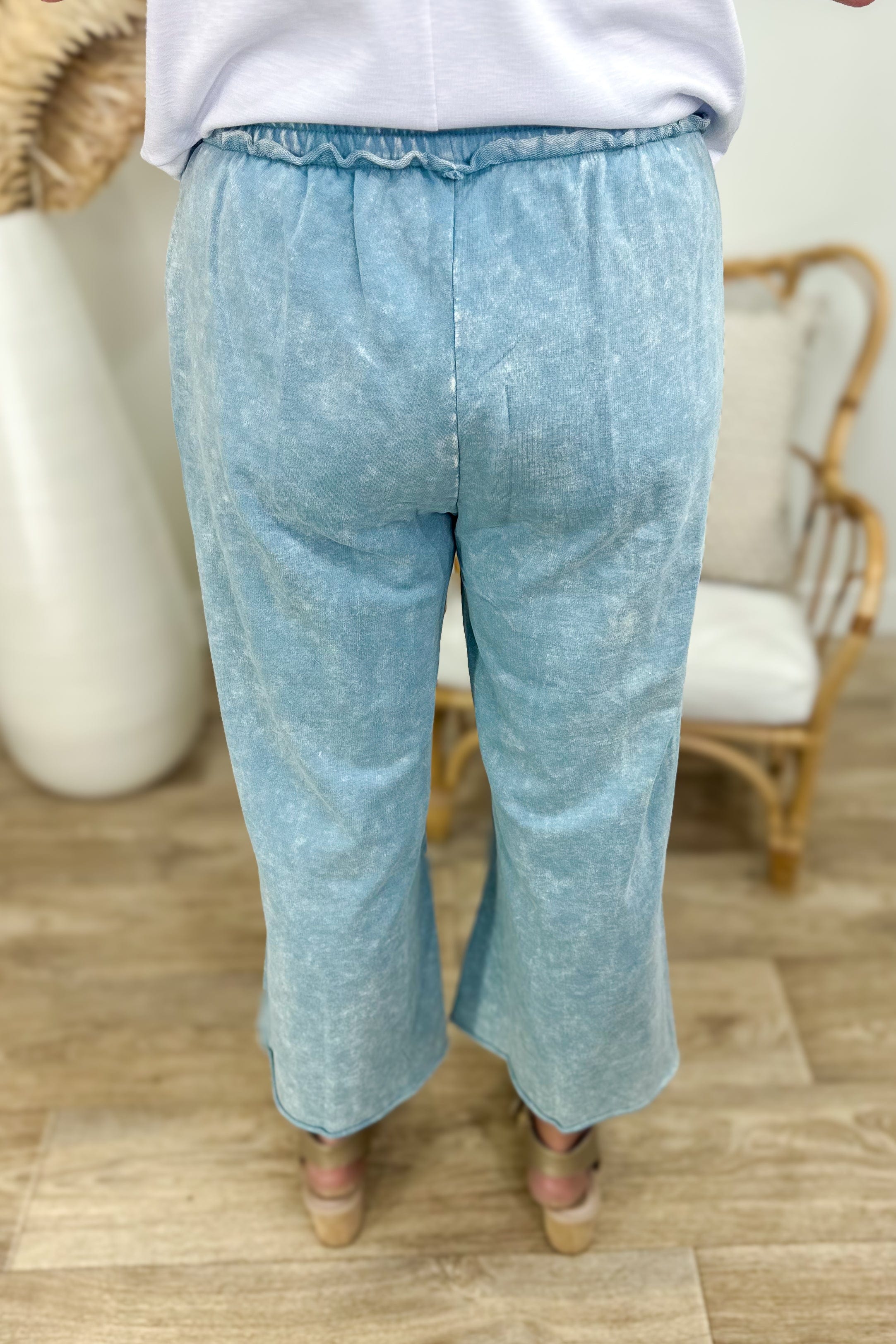Blue Grey Washed French Terry Palazzo back