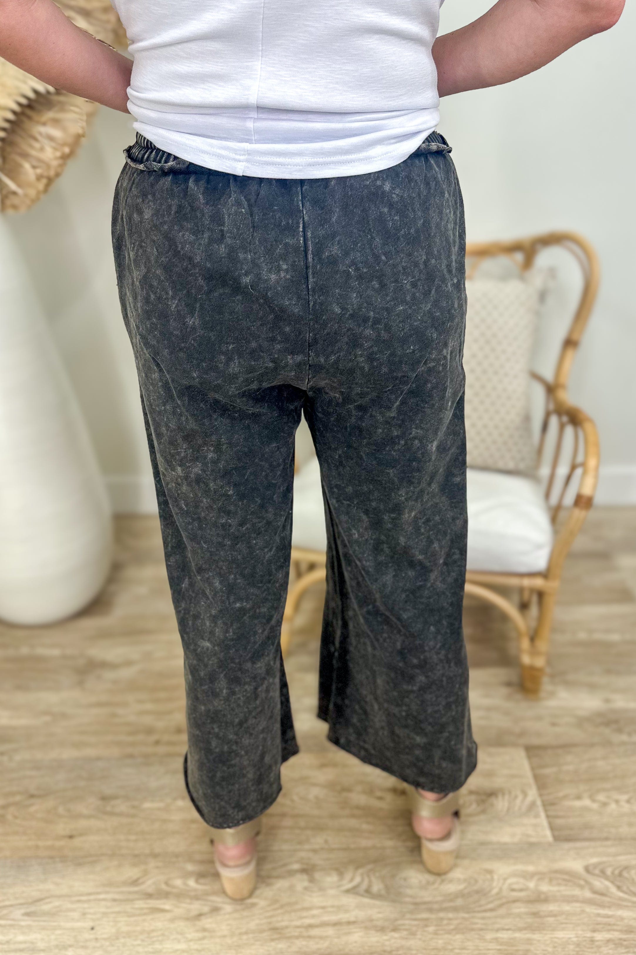 Ash Black Washed French Terry Palazzo back