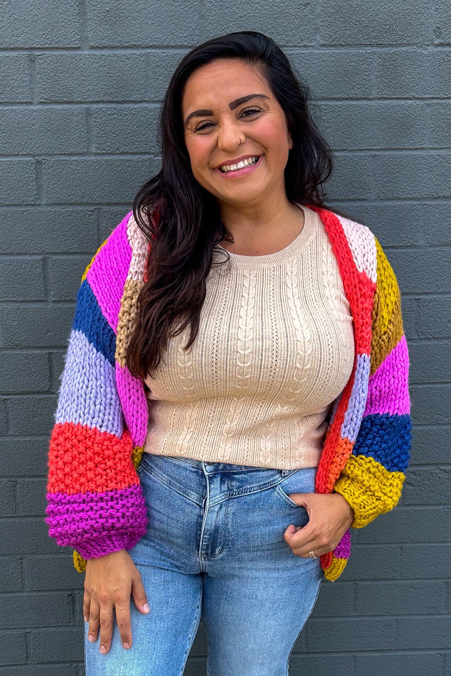 Multi Color Knit Cardigan