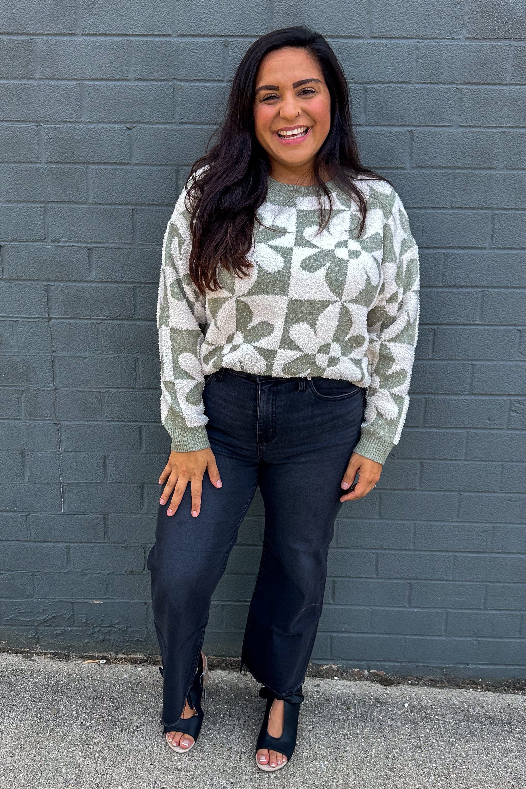 Sage & Ivory Floral Sweater styled