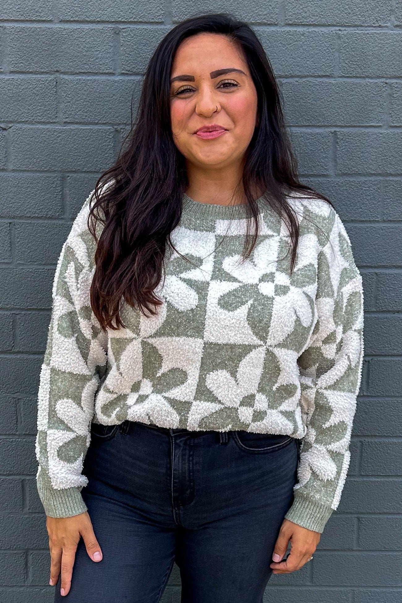 Sage & Ivory Floral Sweater